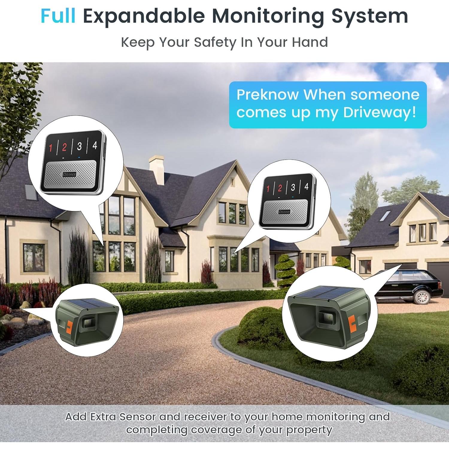 Alarma Solar Inalámbrica Chtoocy con 2 Sensores y Receptor