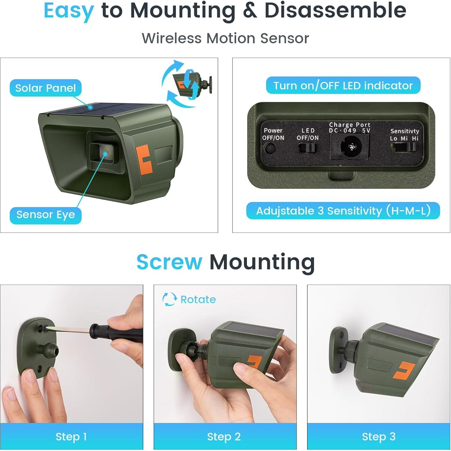 Alarma Solar Inalámbrica Chtoocy con 2 Sensores y Receptor