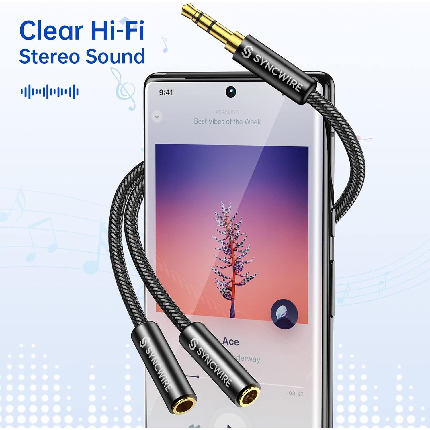 Divisor de Auriculares Syncwire 3.5mm Macho a 2 Hembra - Audio Estéreo