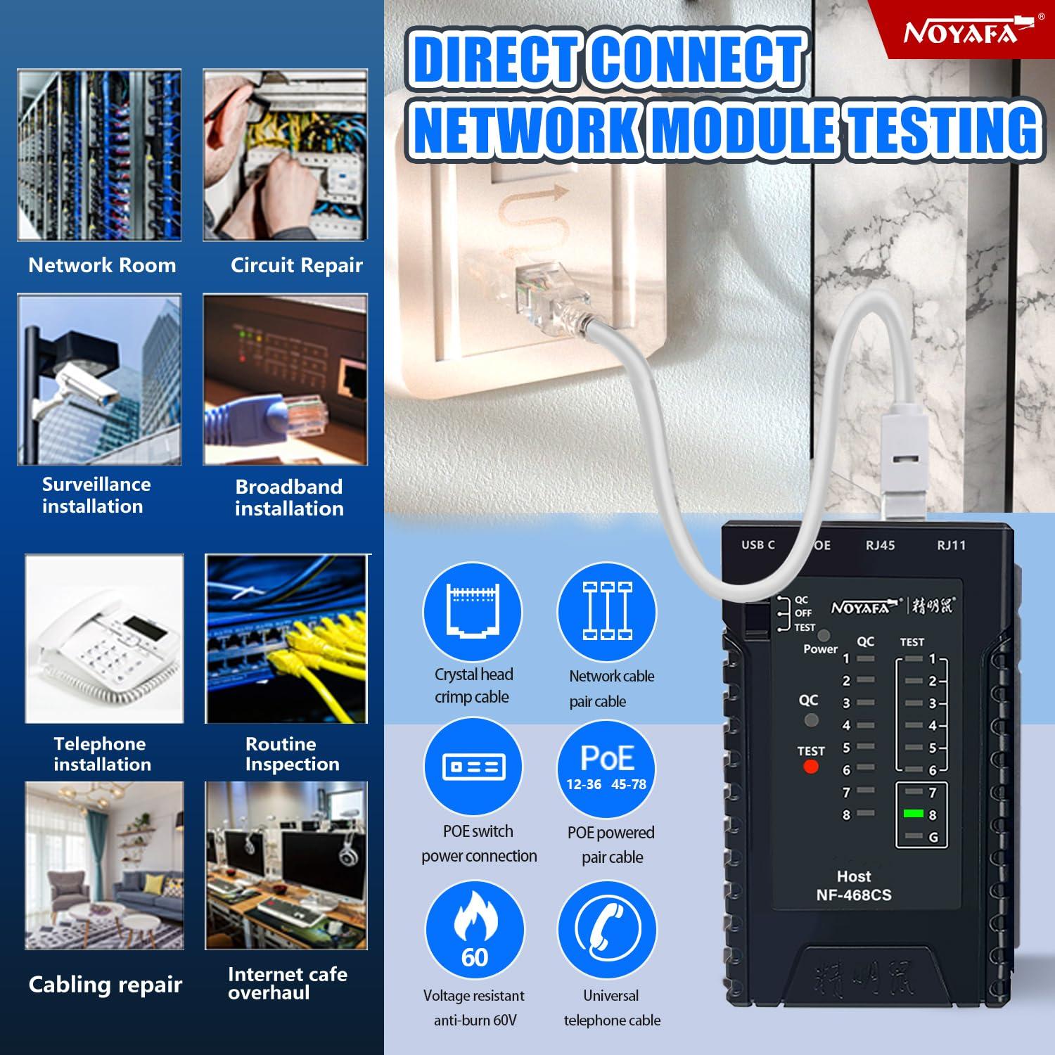 Probador de Cable de Red NOYAFA NF-468S RJ45 RJ11 Cat5 Cat6