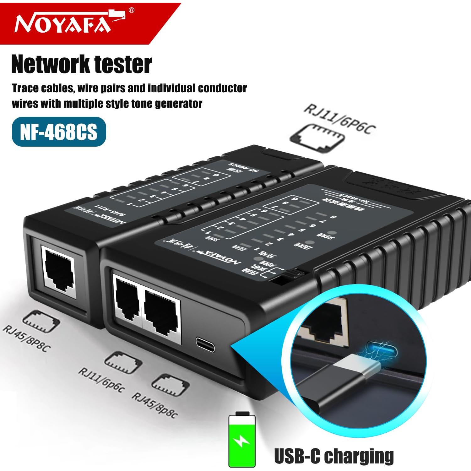 Probador de Cable de Red NOYAFA NF-468S RJ45 RJ11 Cat5 Cat6