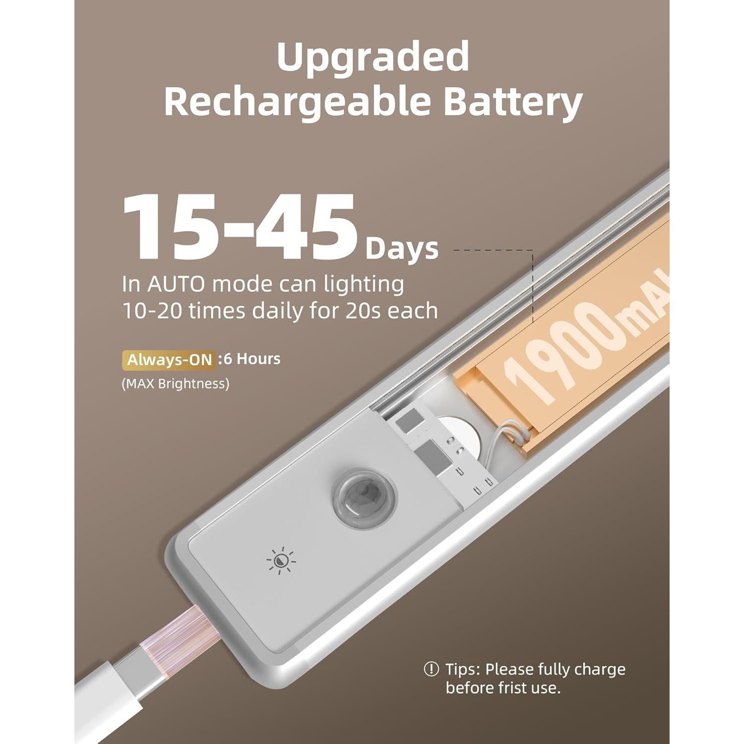 EZVALO Luz Bajo Gabinete LED 30cm Plata 2 Paquete con Sensor