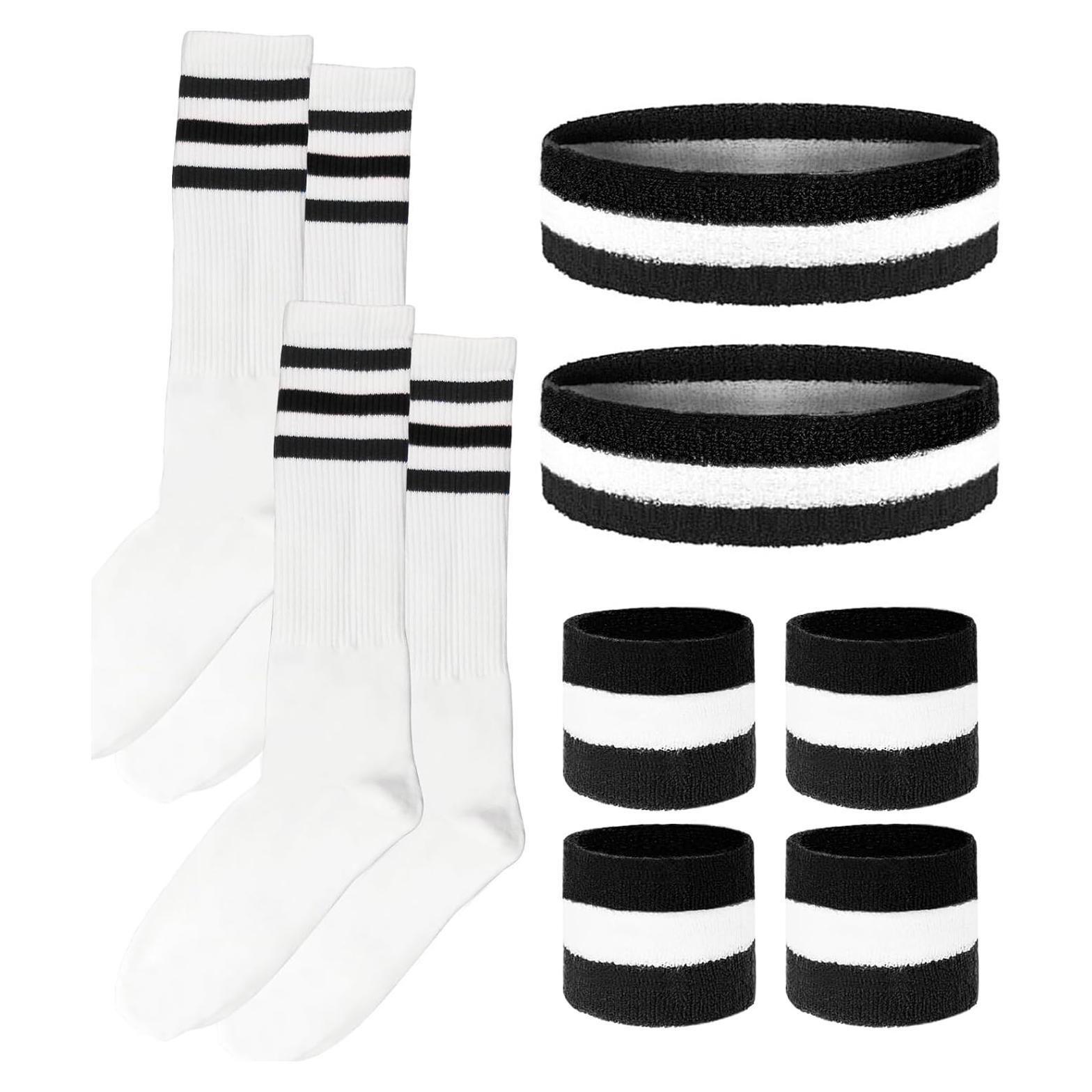 Conjunto de 4 Piezas Muñequera y Calcetines Rayas BHUCUTU