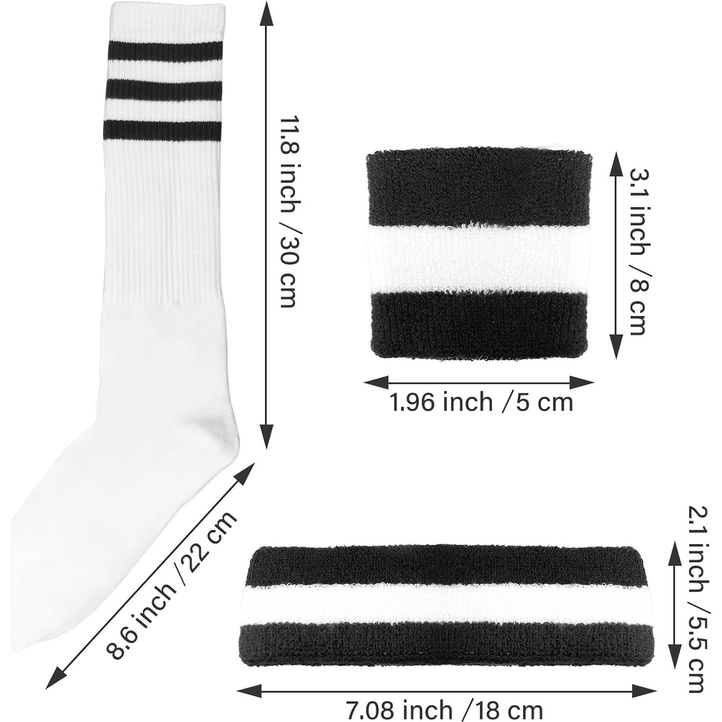 Conjunto de 4 Piezas Muñequera y Calcetines Rayas BHUCUTU