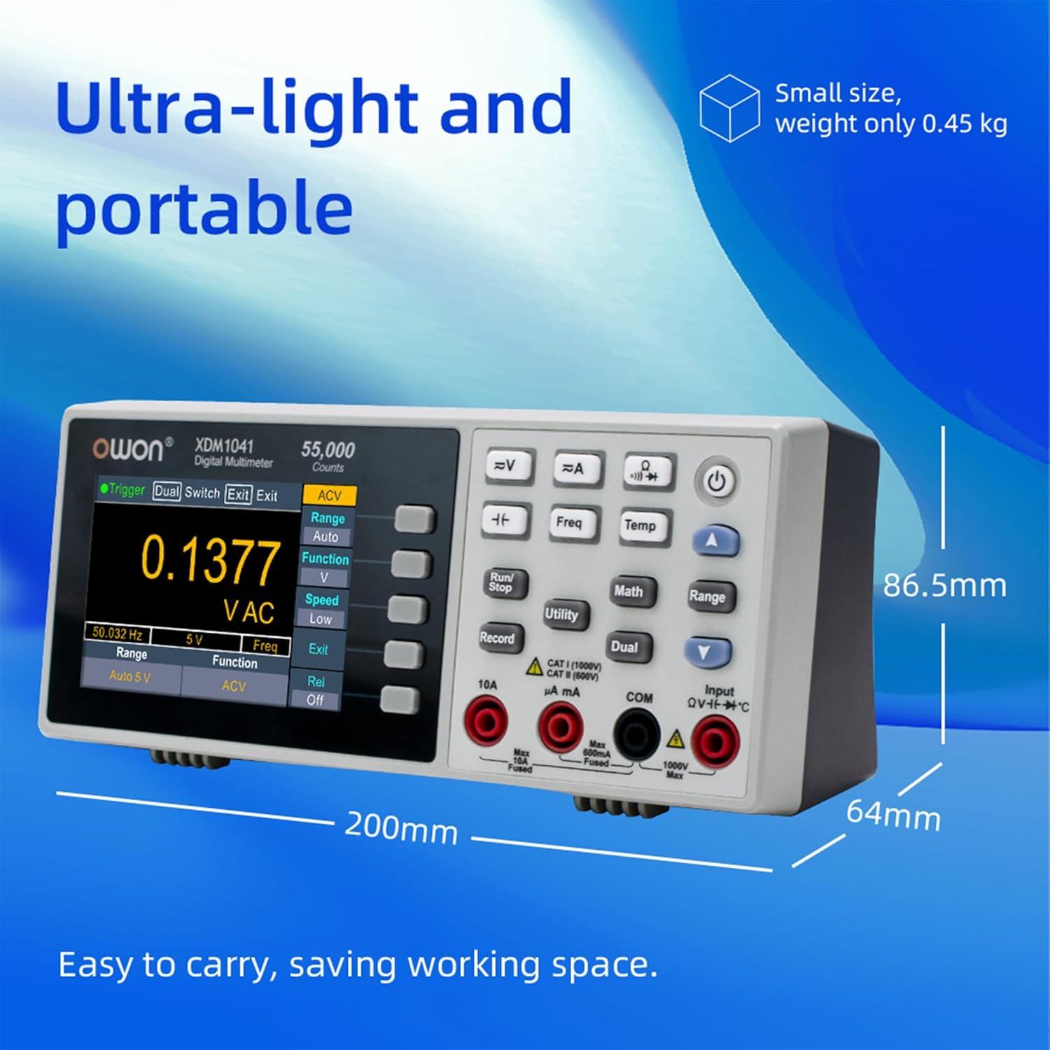 Multímetro Digital Owon XDM1041, 1000V, 10A, Pantalla LCD 3.5"