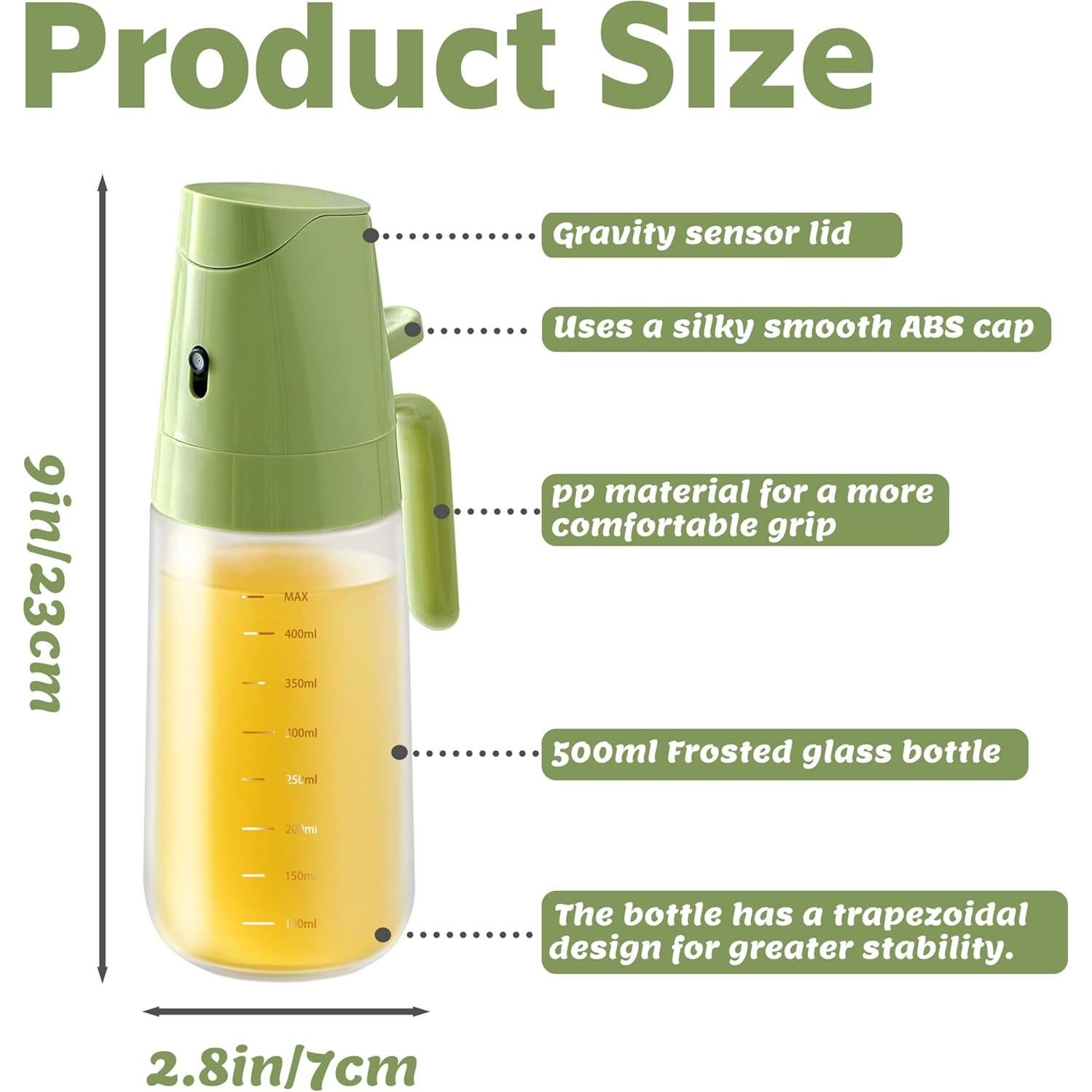 Dispensador y pulverizador de aceite Sysmashing 500ml Verde