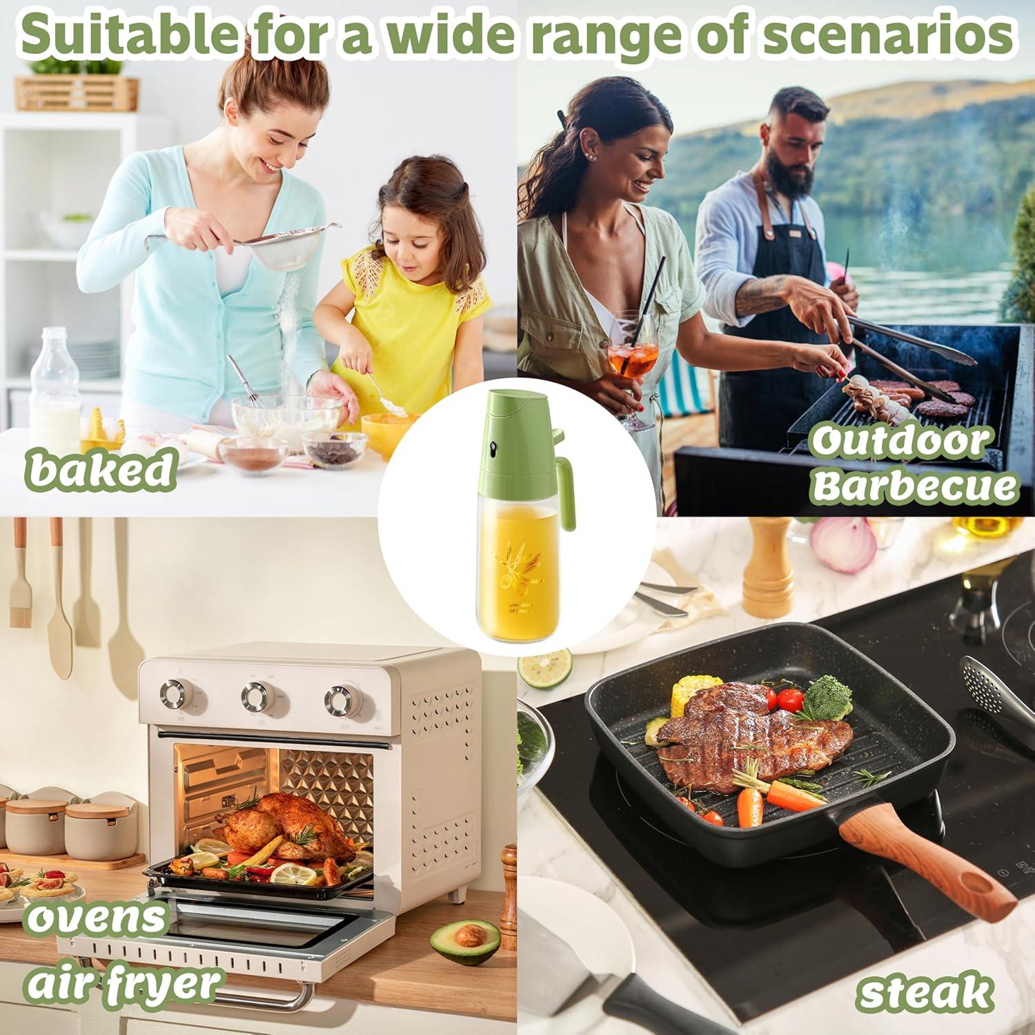 Dispensador y pulverizador de aceite Sysmashing 500ml Verde