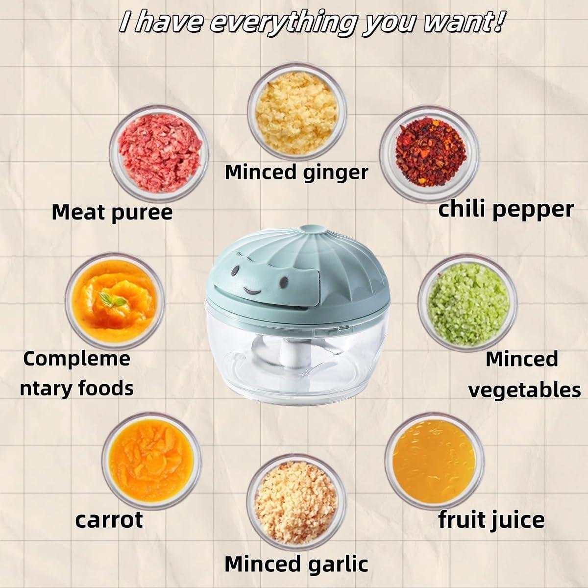 Picador de Verduras Manual XGVIEGZ 160ml Azul - Cortador de Ajo