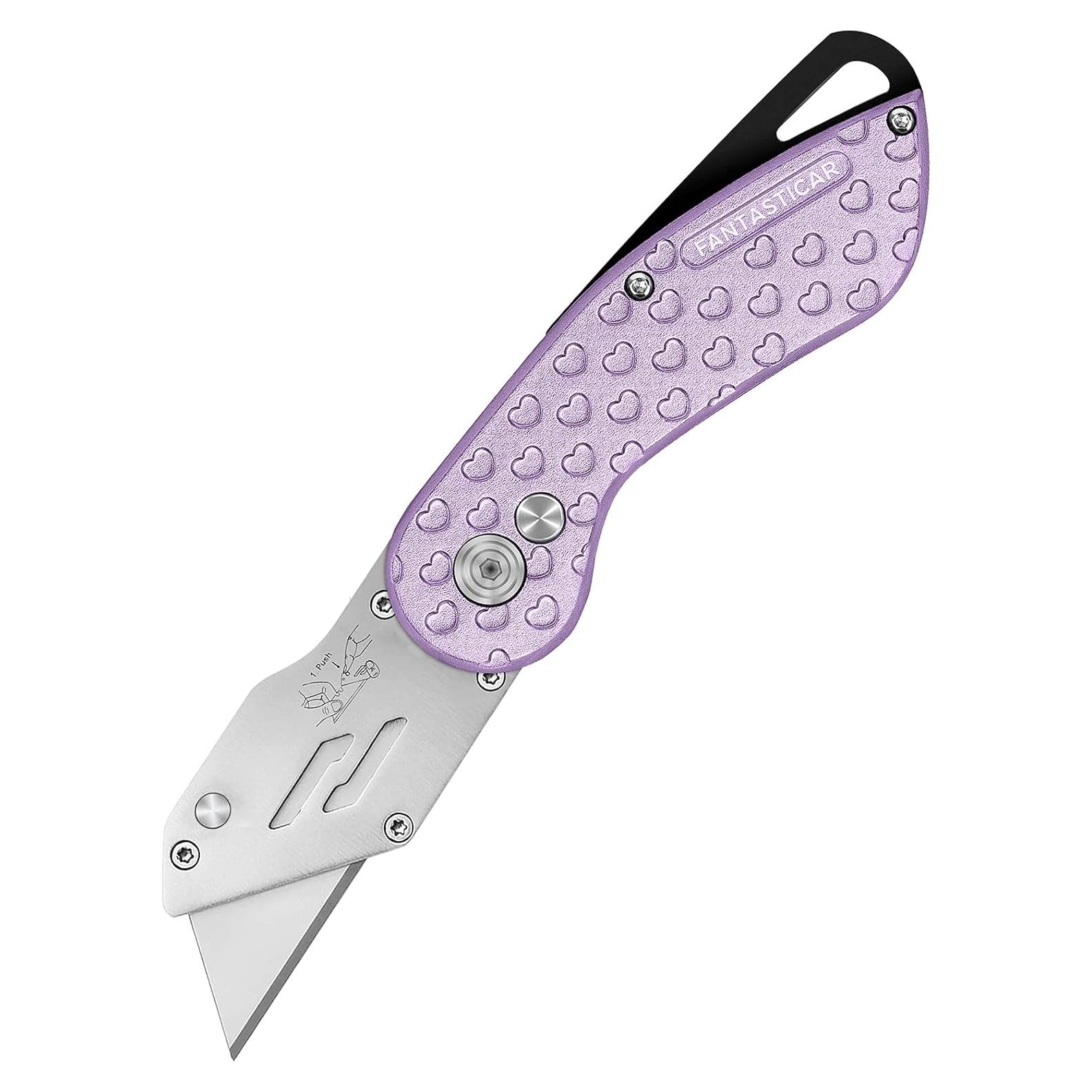Cuchillo Utilitario Plegable FantastiCAR Morado con 5 Cuchillas