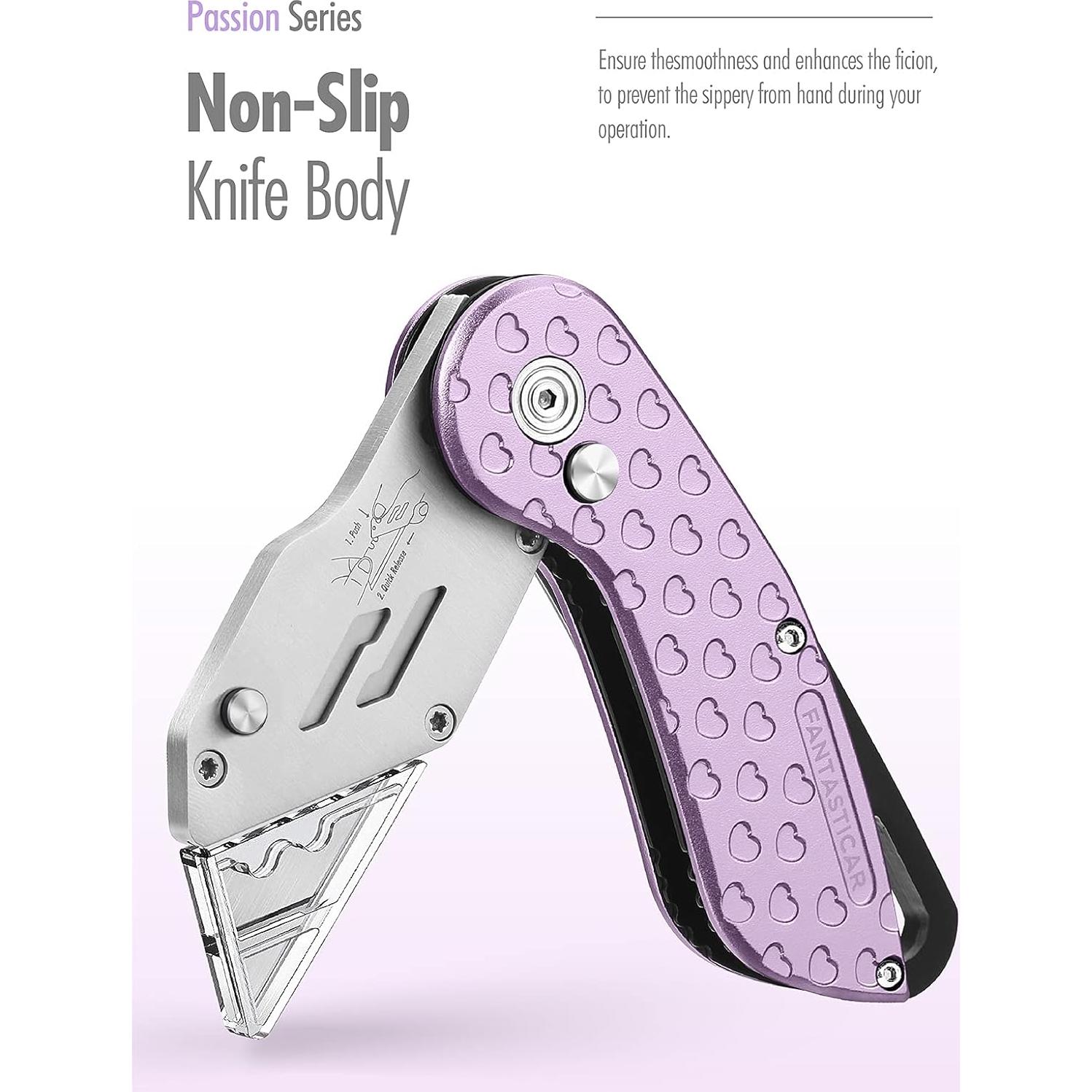 Cuchillo Utilitario Plegable FantastiCAR Morado con 5 Cuchillas