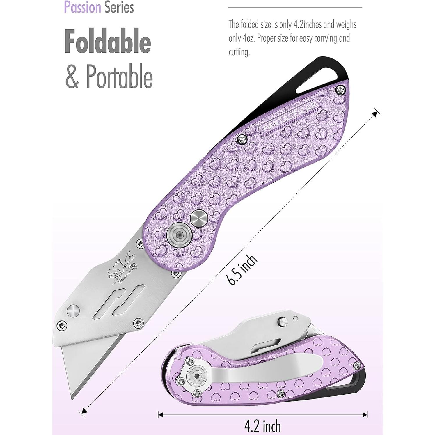 Cuchillo Utilitario Plegable FantastiCAR Morado con 5 Cuchillas