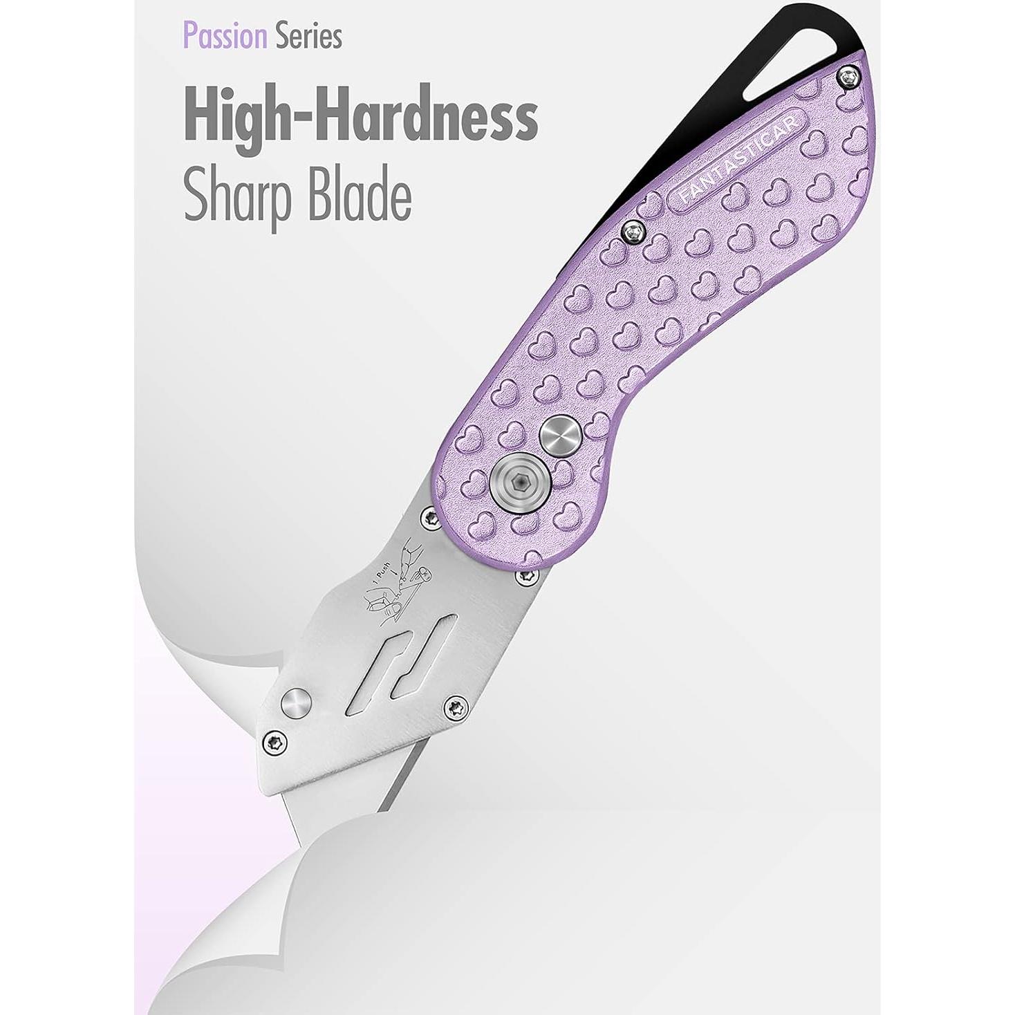 Cuchillo Utilitario Plegable FantastiCAR Morado con 5 Cuchillas