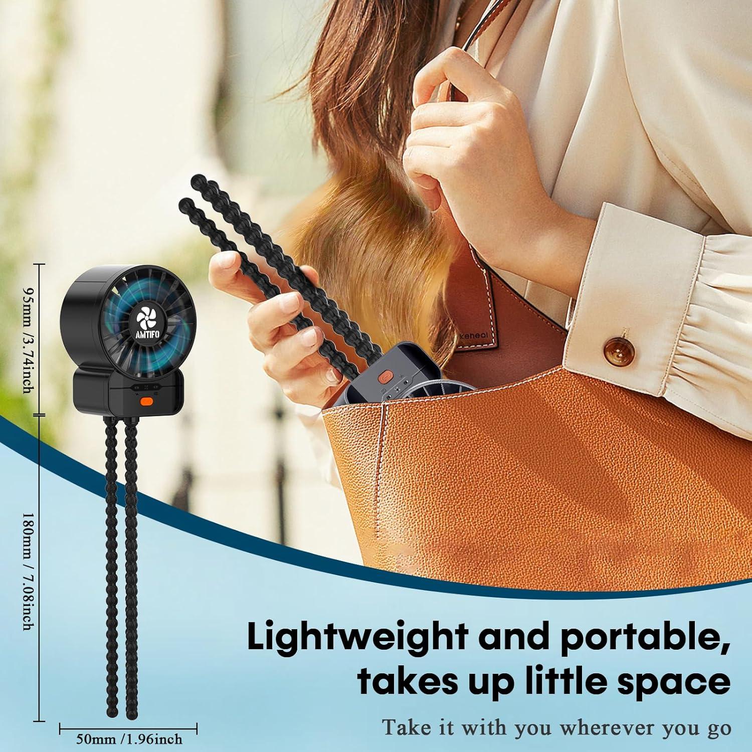 Ventilador Portátil AMTIFO A1 Recargable USB 4 Velocidades