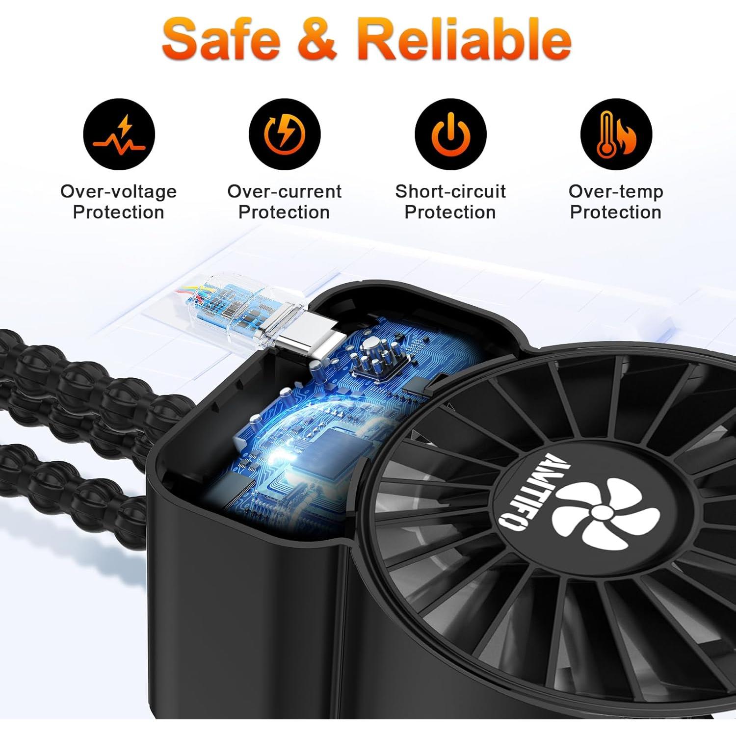 Ventilador Portátil AMTIFO A1 Recargable USB 4 Velocidades