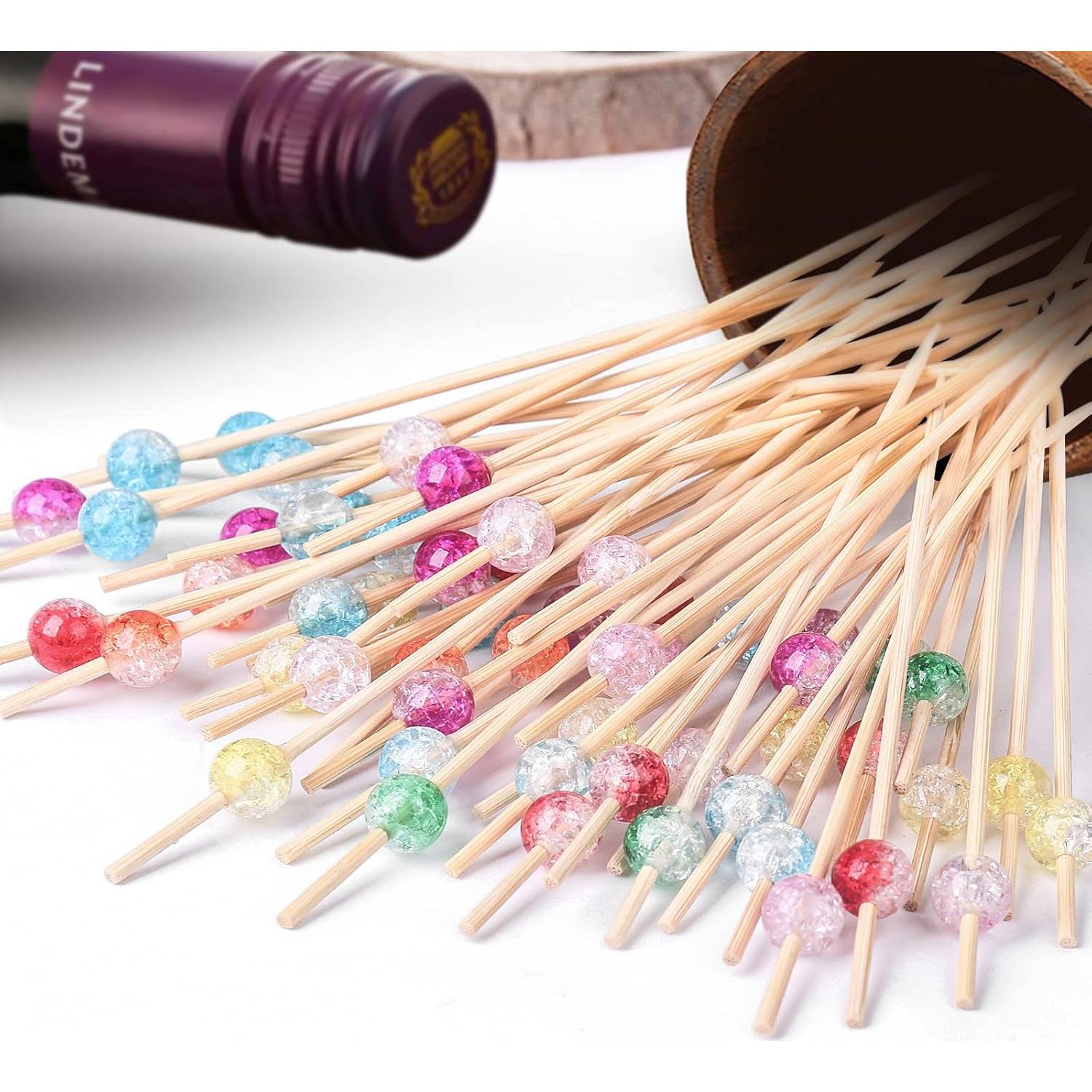 200 Palillos de Cóctel SEANSDA de Bambú Coloridos 11.94 cm