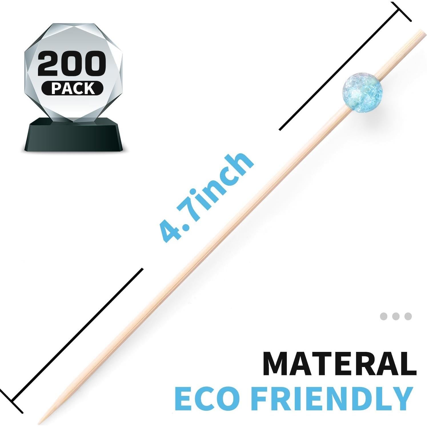 200 Palillos de Cóctel SEANSDA de Bambú Coloridos 11.94 cm