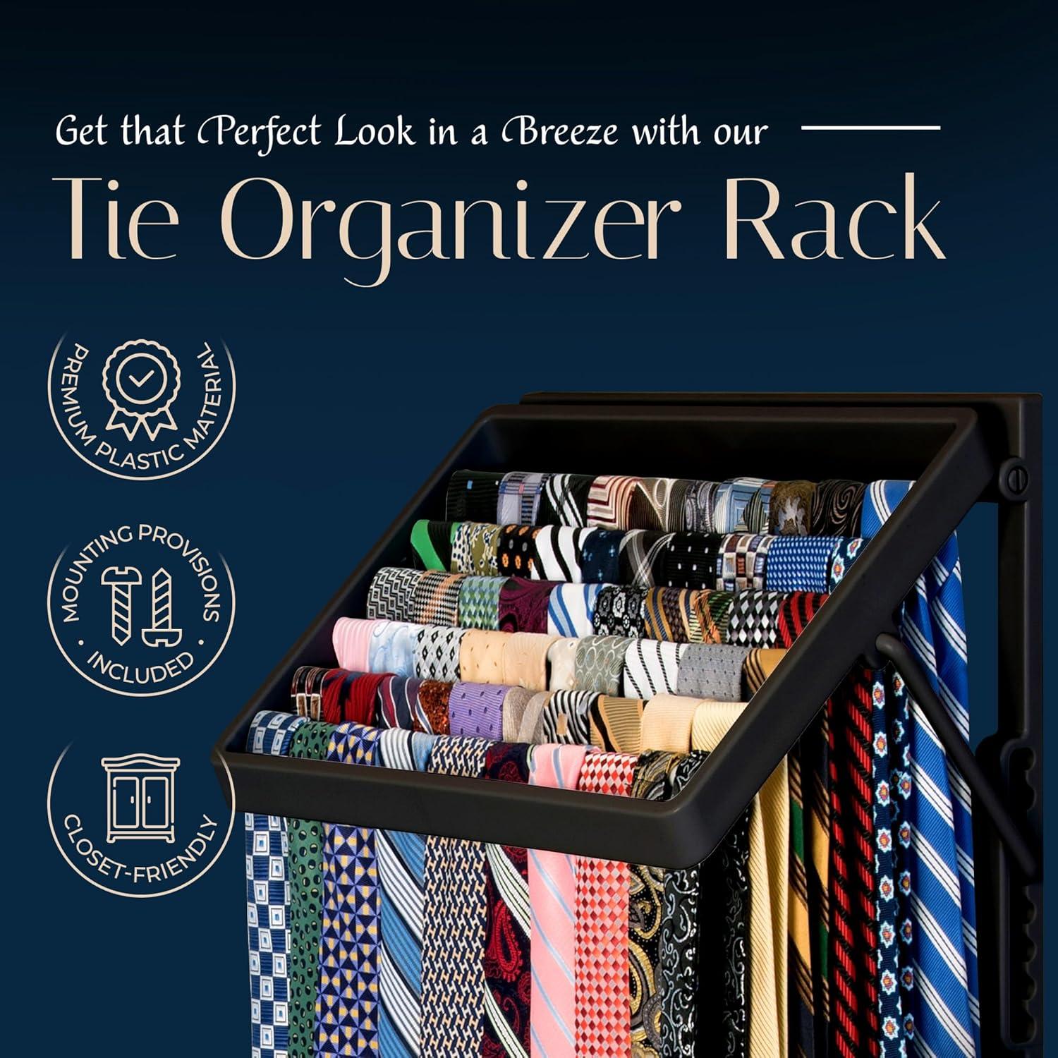 Organizador de Corbatas y Bufandas TieMaster, Capacidad 60 Unidades