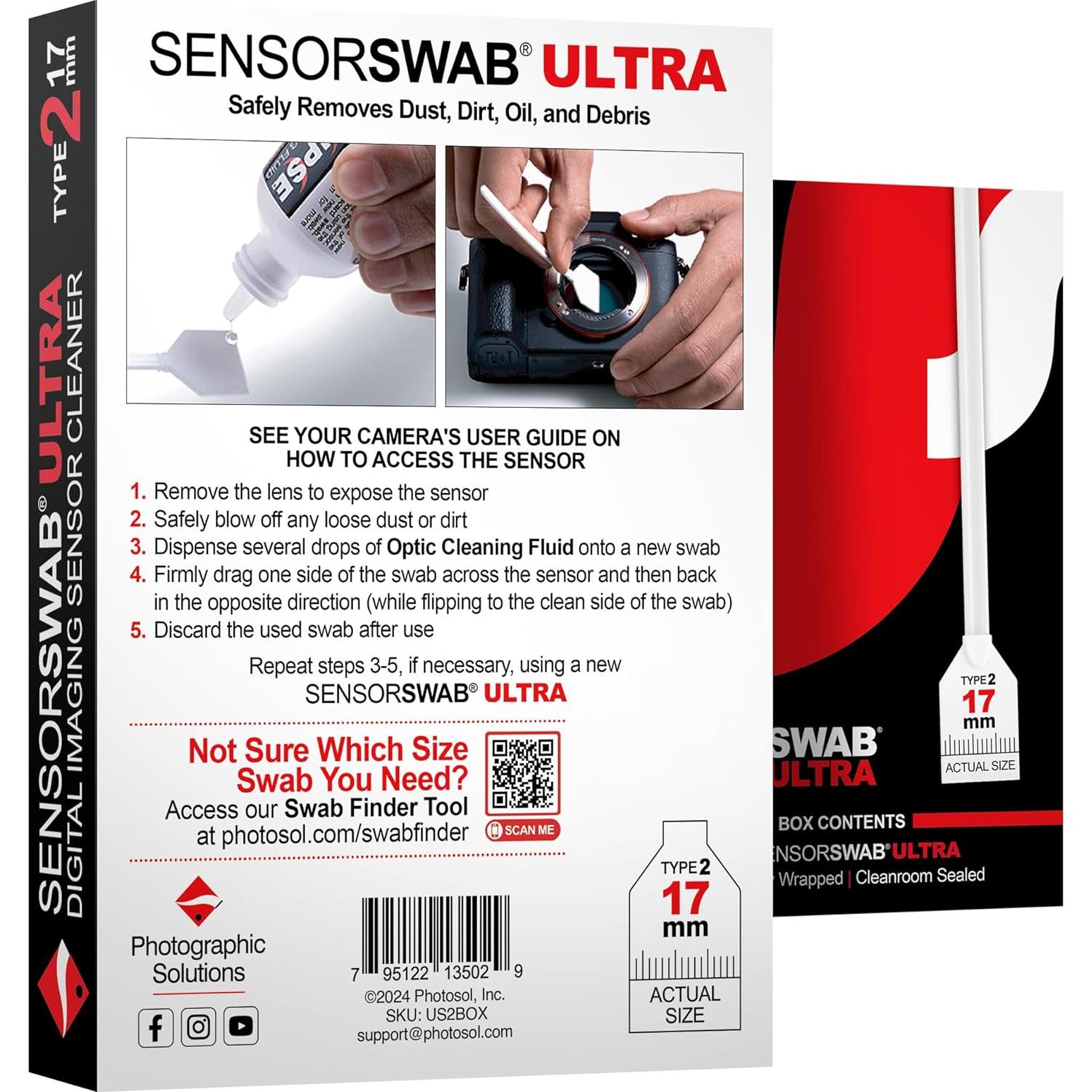 Swabs de Sensor Ultra 17mm Soluciones Fotográficas - Paquete de 12