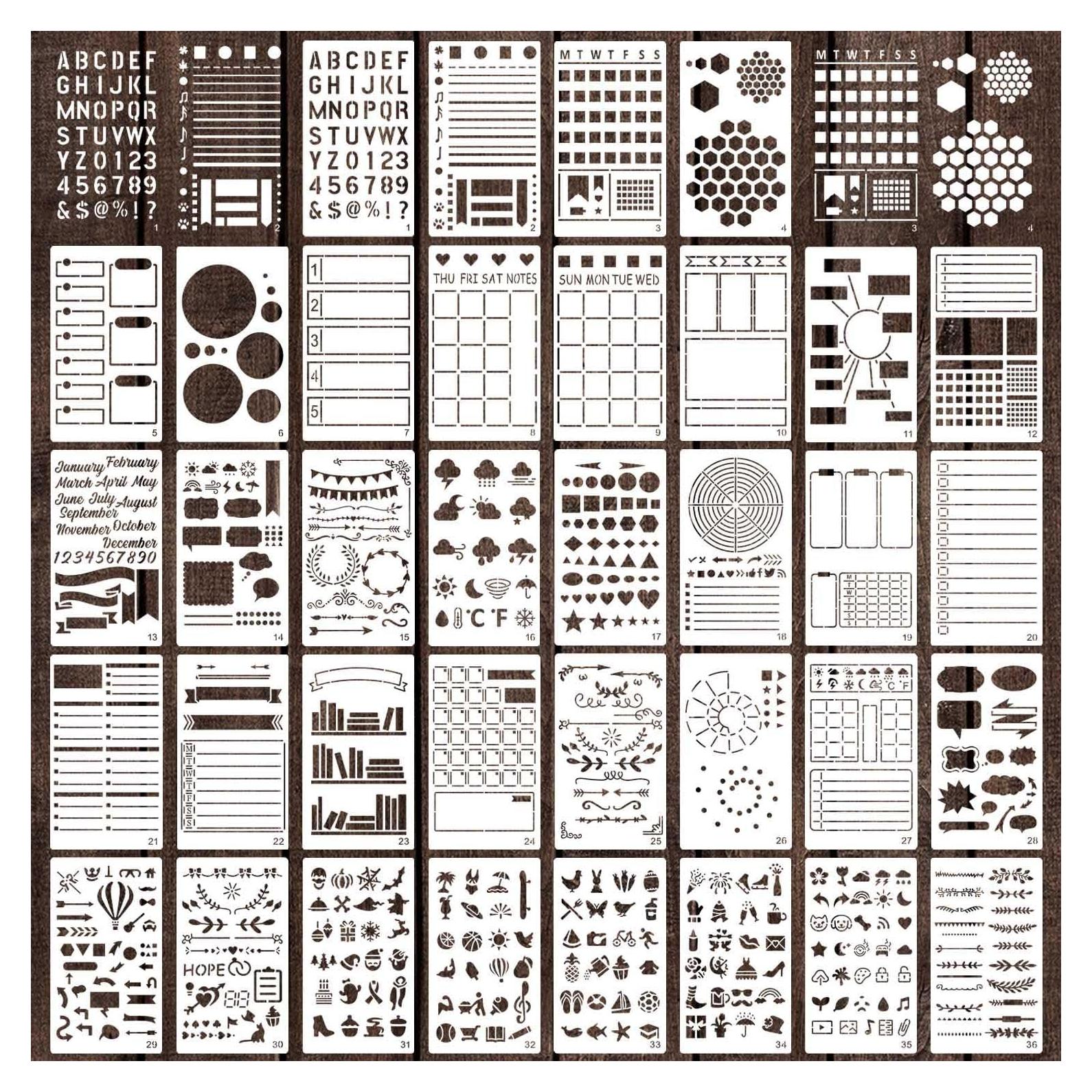 36 Plantillas de Diario eageus 4x7 Pulgadas Reutilizables