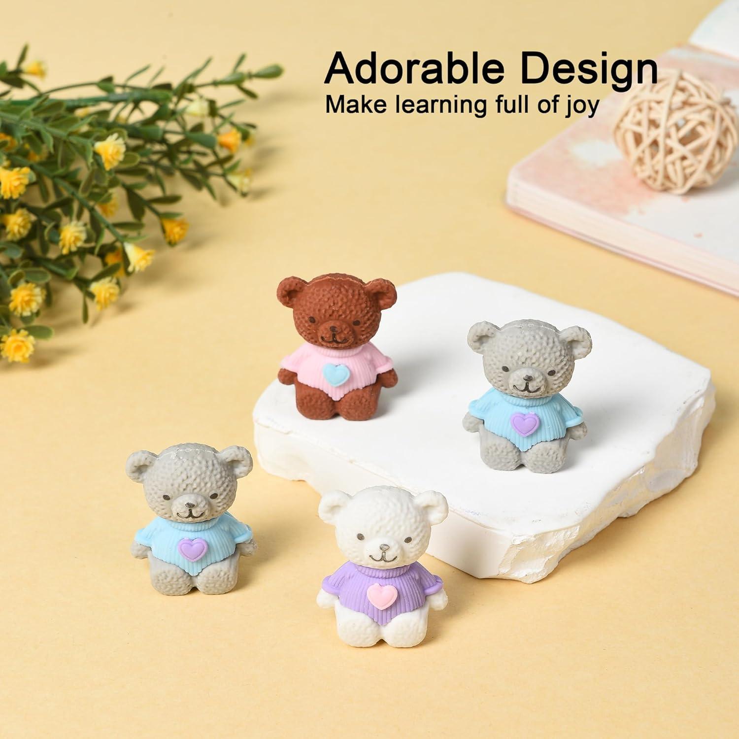 18 Gomas de Borrar en 3D Oso HILAZA para Lápices Escolares