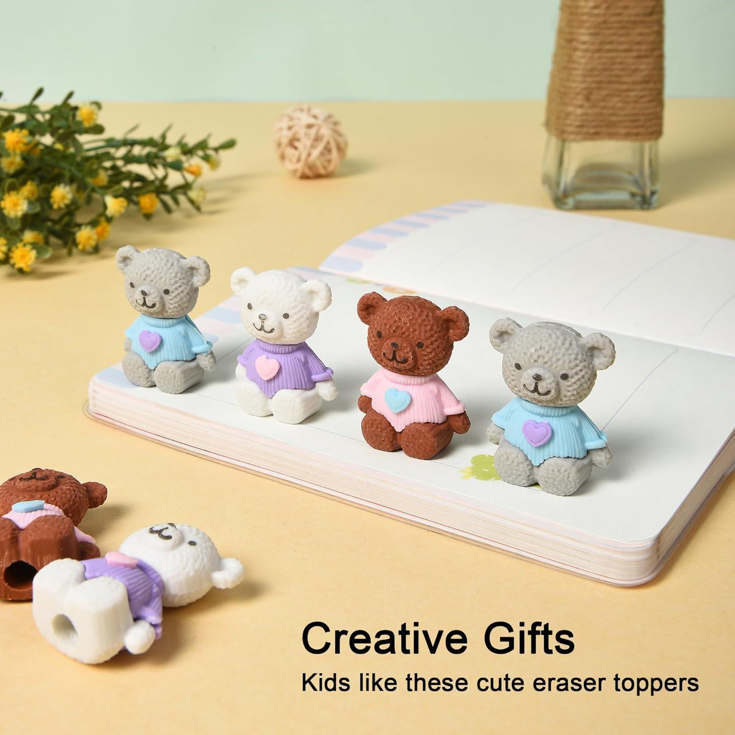 18 Gomas de Borrar en 3D Oso HILAZA para Lápices Escolares