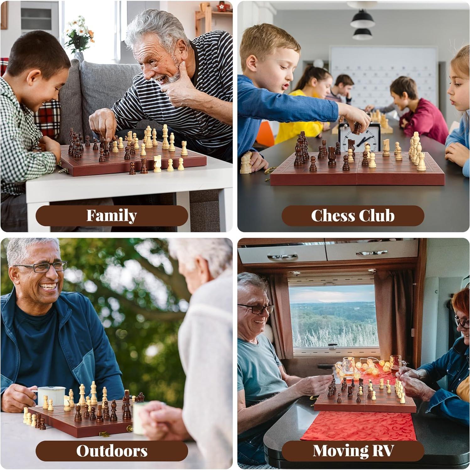 Juego de Ajedrez Magnético 39.4x19.8cm GLZM Plegable