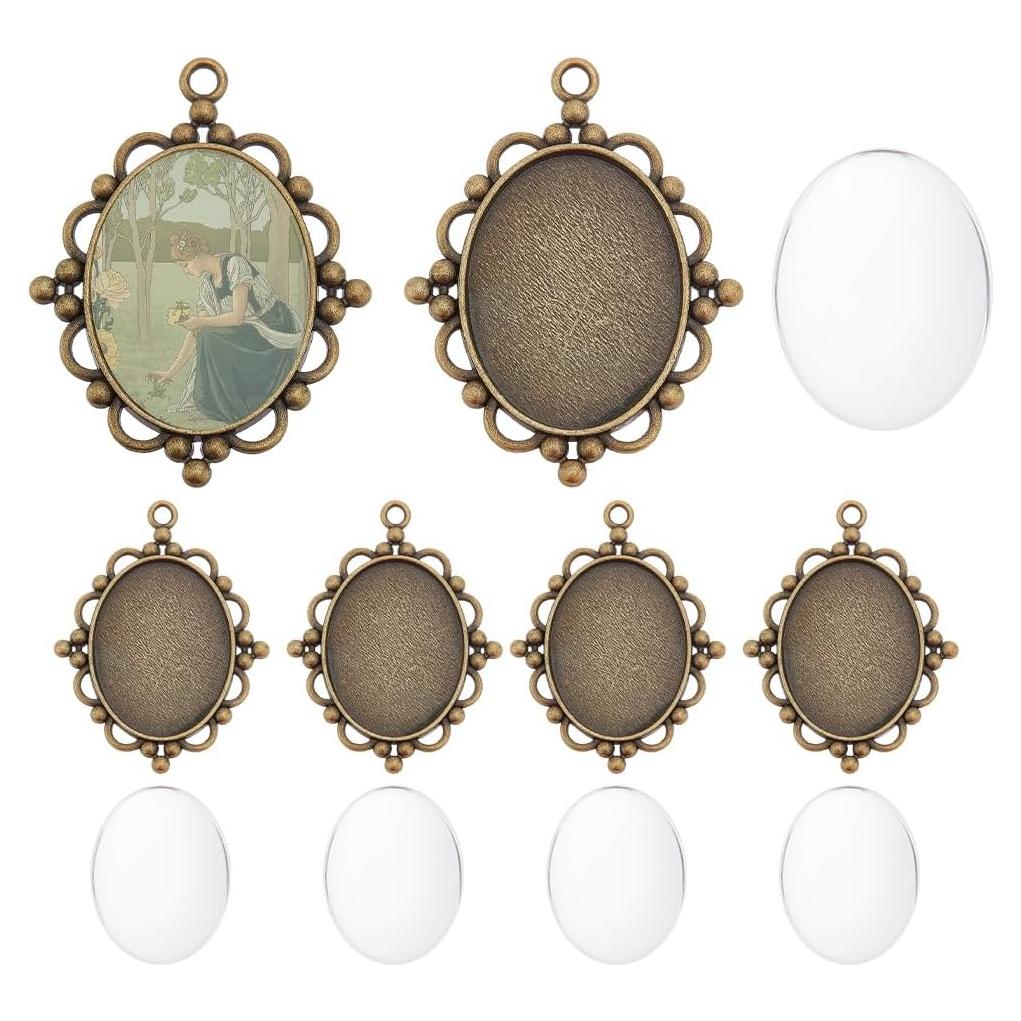 Kit 5 Bandejas Colgantes Bezel PH PandaHall 40x30mm Bronce