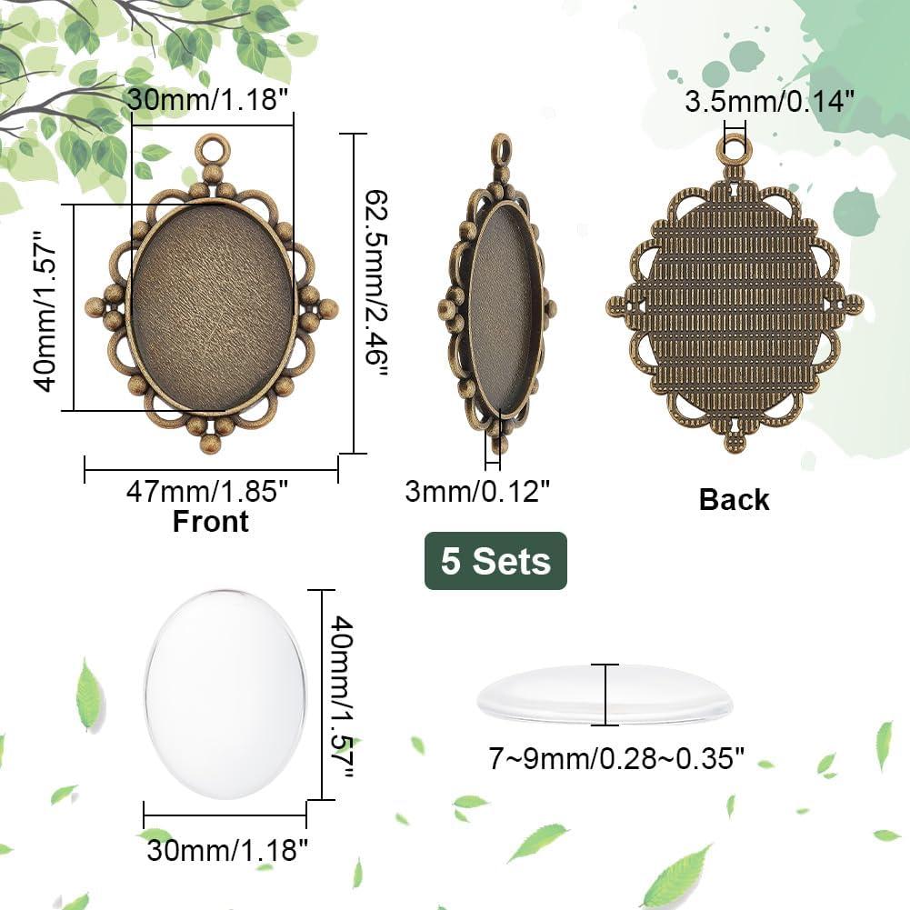 Kit 5 Bandejas Colgantes Bezel PH PandaHall 40x30mm Bronce