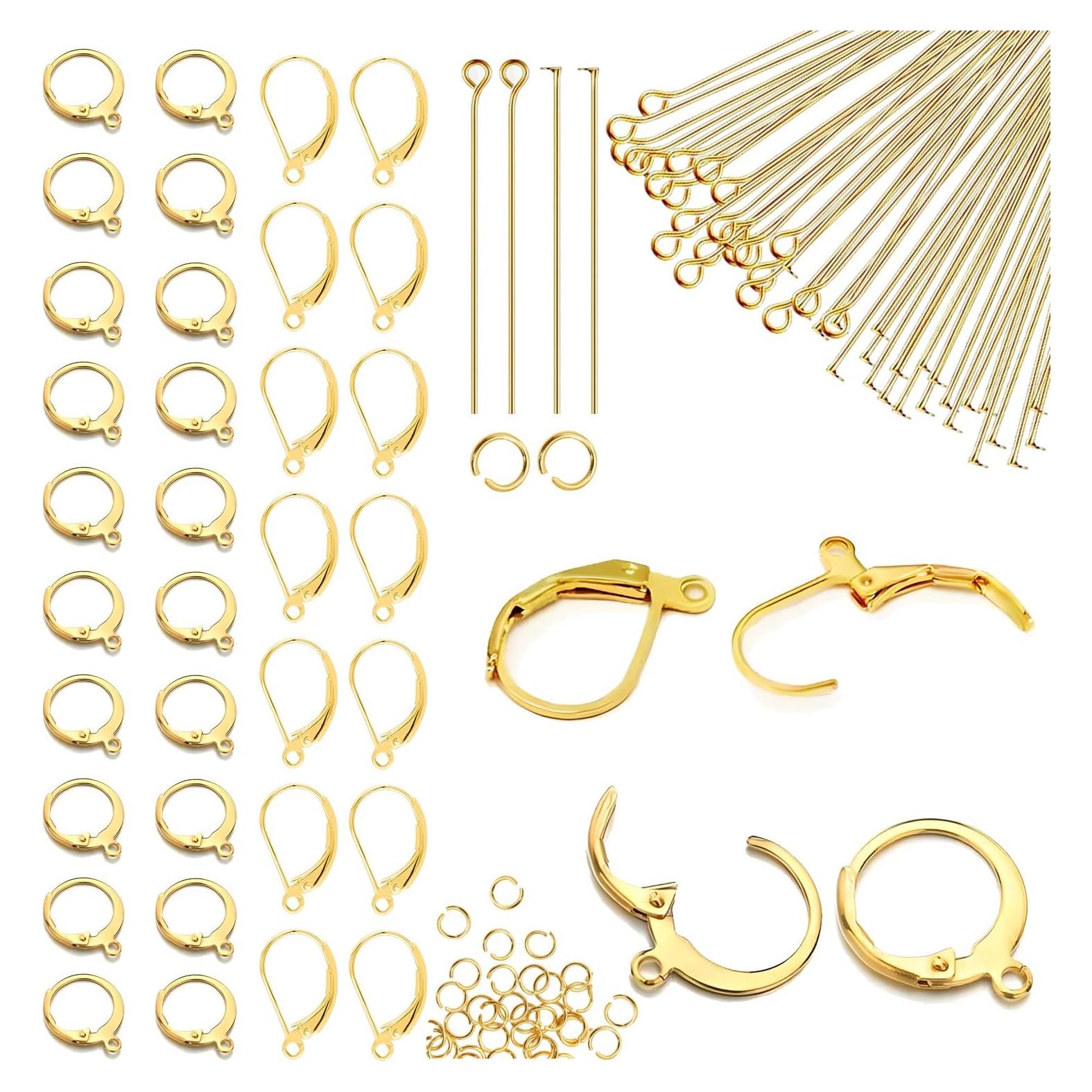 Kit de 180 Piezas Ganchos Leverback Stino Oro Acero Inoxidable