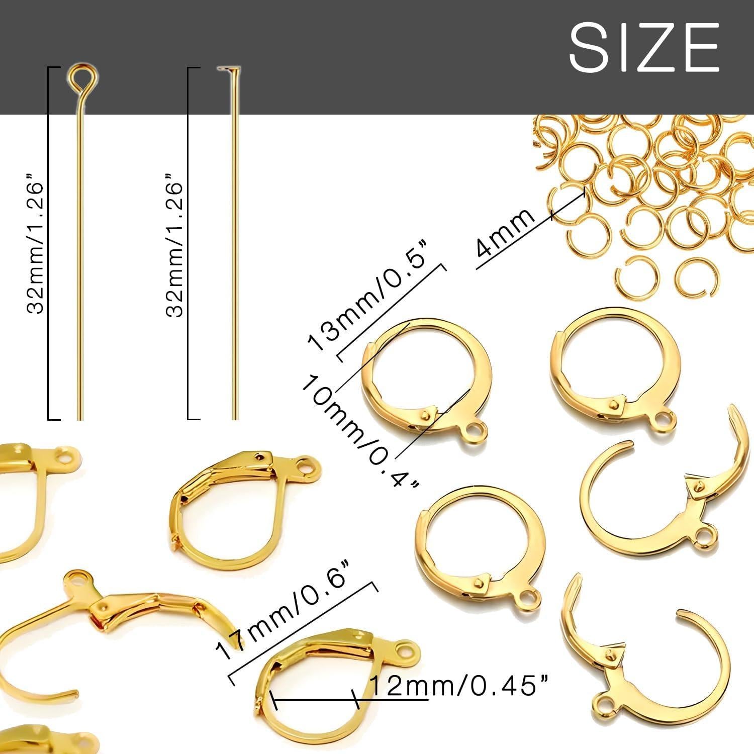 Kit de 180 Piezas Ganchos Leverback Stino Oro Acero Inoxidable