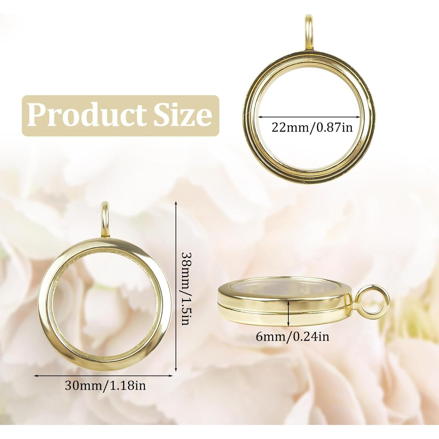 Charm de Foto Brillante WANDIC 4 Piezas Dorado 30mm