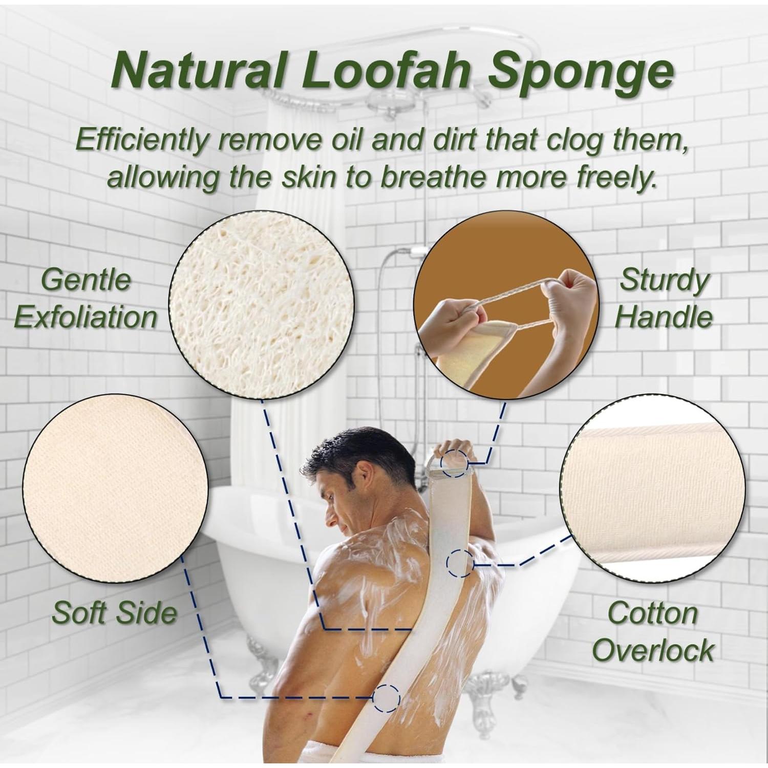 Esponja de Lufa Natural YUNKWONG Exfoliante para el Cuerpo