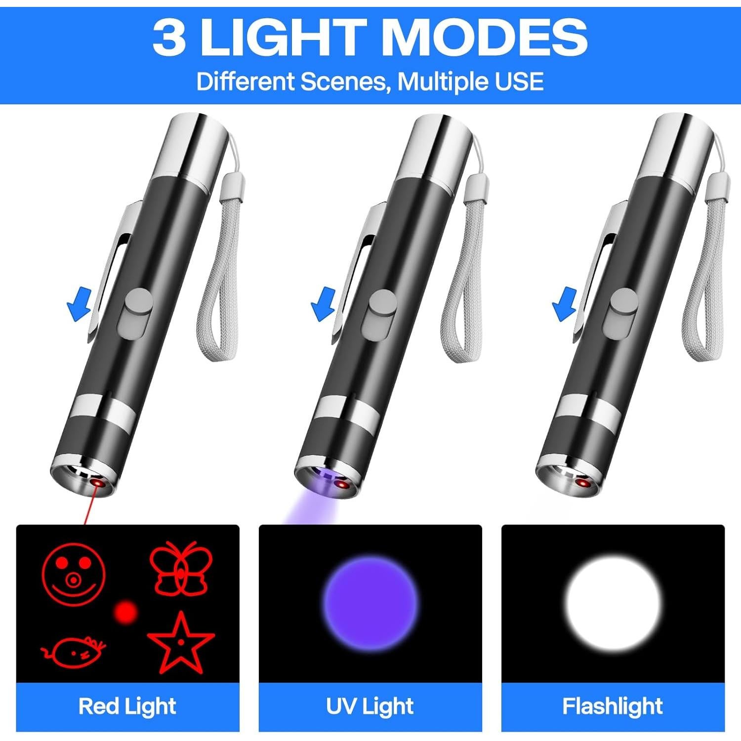 Puntero Interactivo para Gatos Waputne USB Recargable 7 Patrones