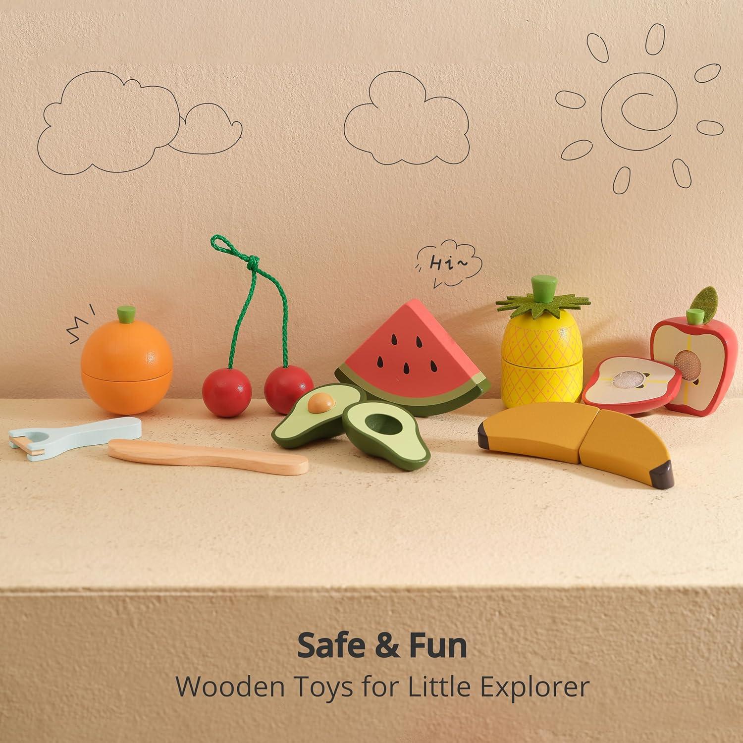 Conjunto de Comida de Juguete de Madera PairPear - Frutas Cortar