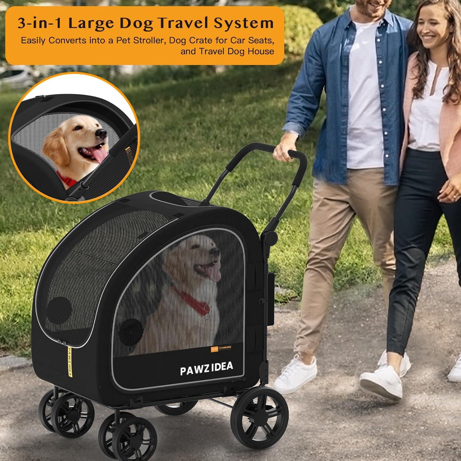 Carrito de Perro PAWZIDEA Plegable para Mascotas Grandes 36.29 kg