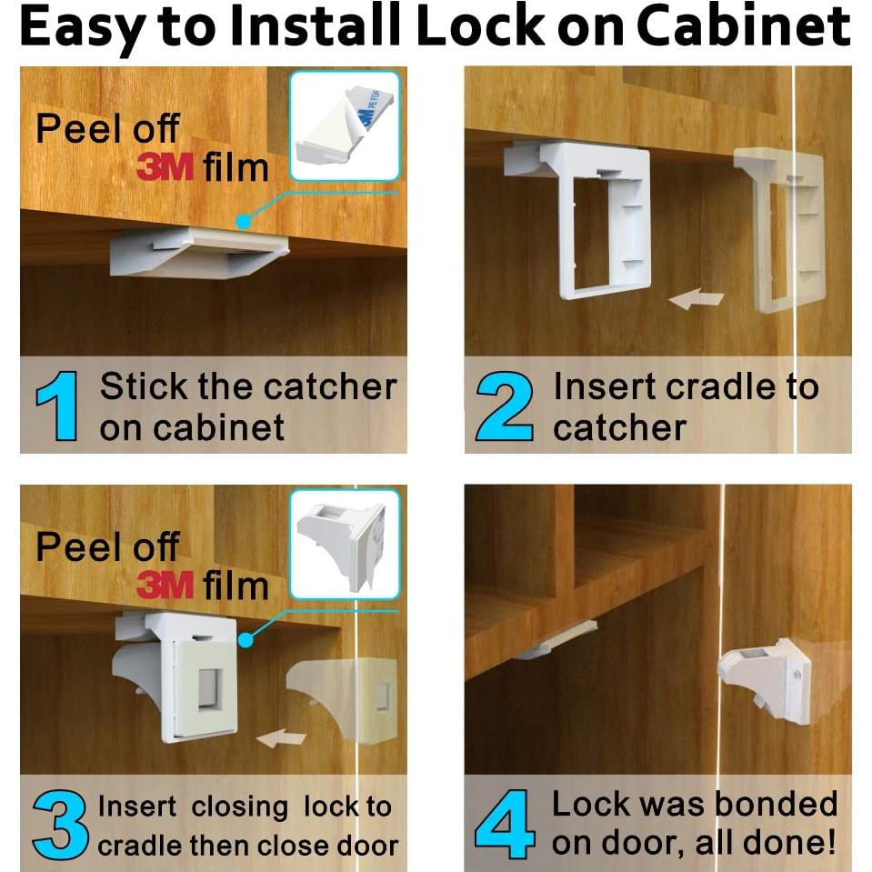 Cerraduras Magnéticas para Gabinetes 6 Unidades + 2 Llaves