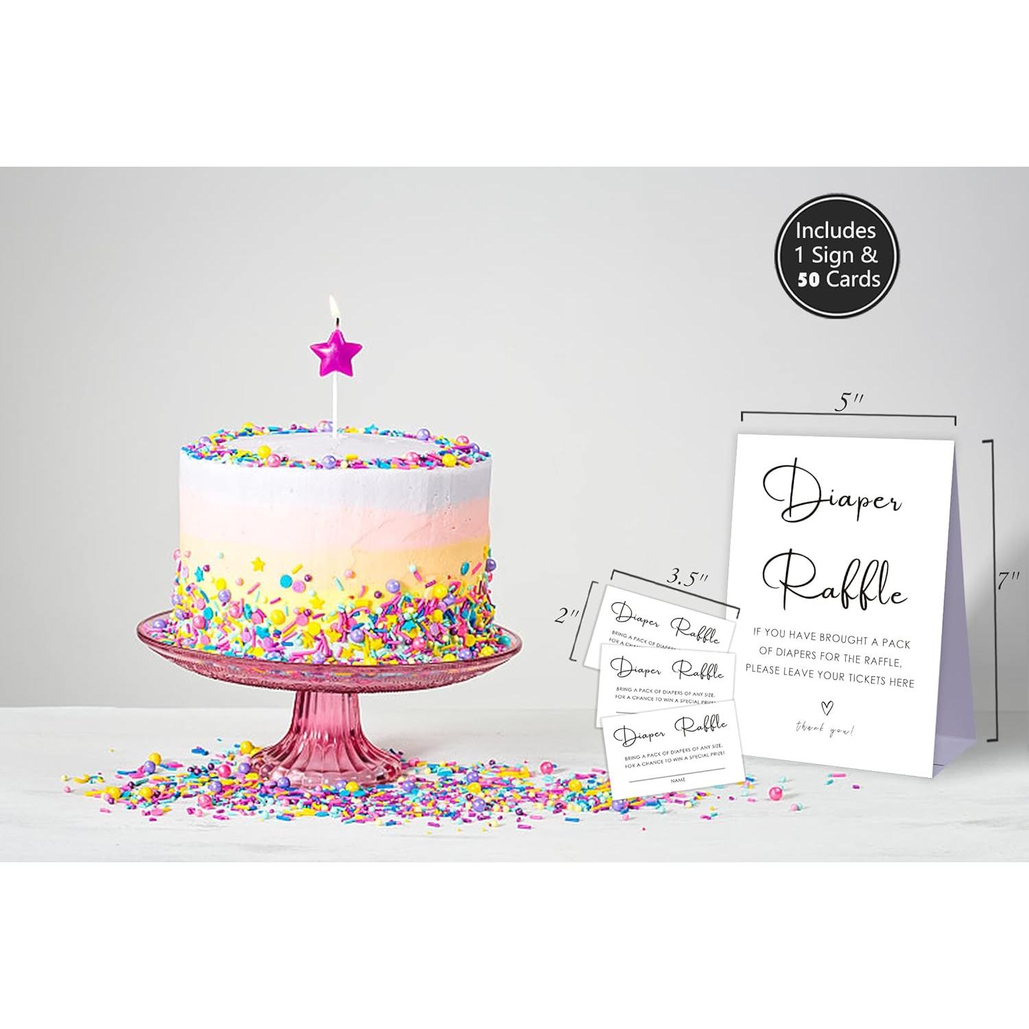 Juego de Rifa de Pañales Zhminz para Baby Shower - 1 Cartel y 50 Tarjetas