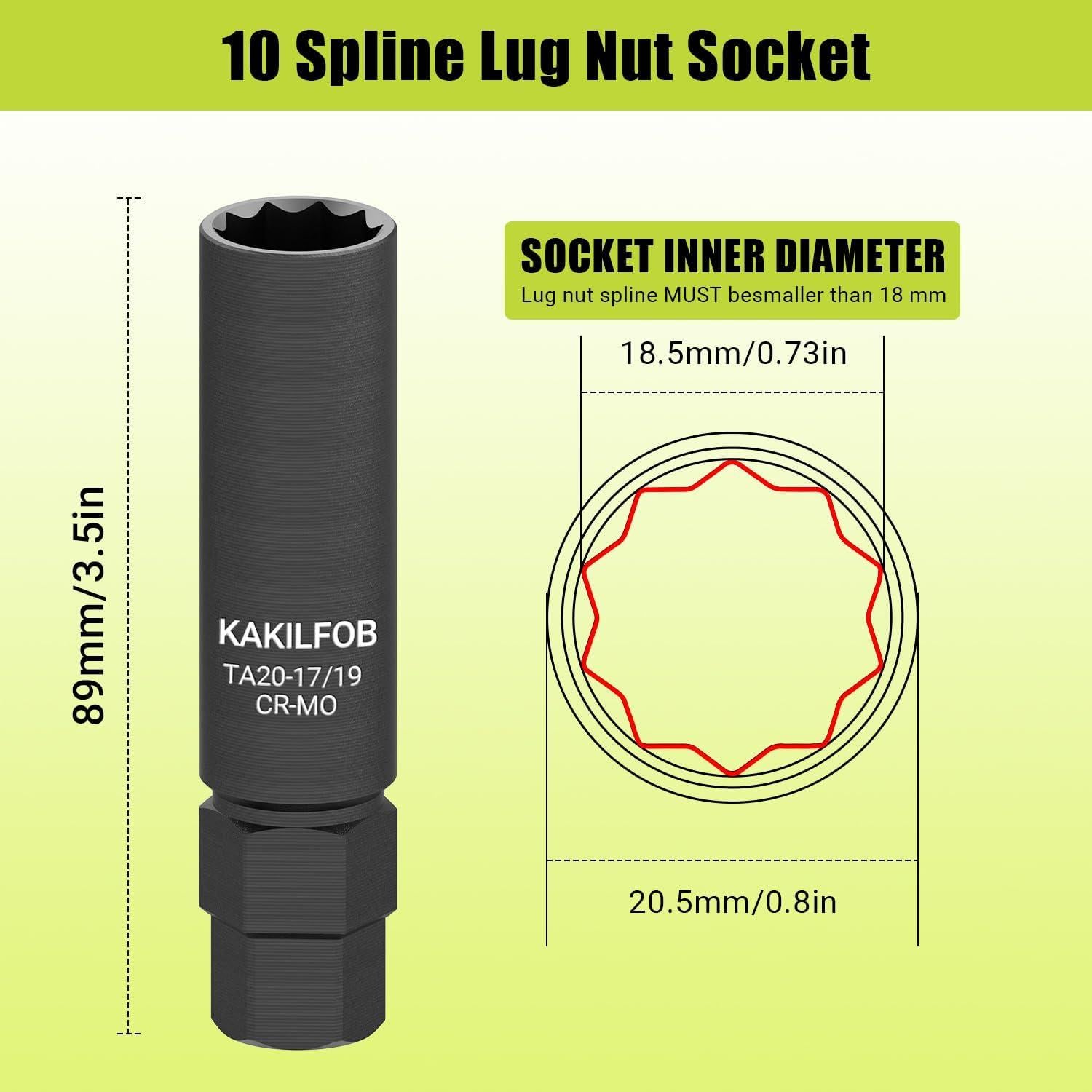 Enchufe de Tuerca de Spline 10 Puntos KAKILFOB 17mm 19mm