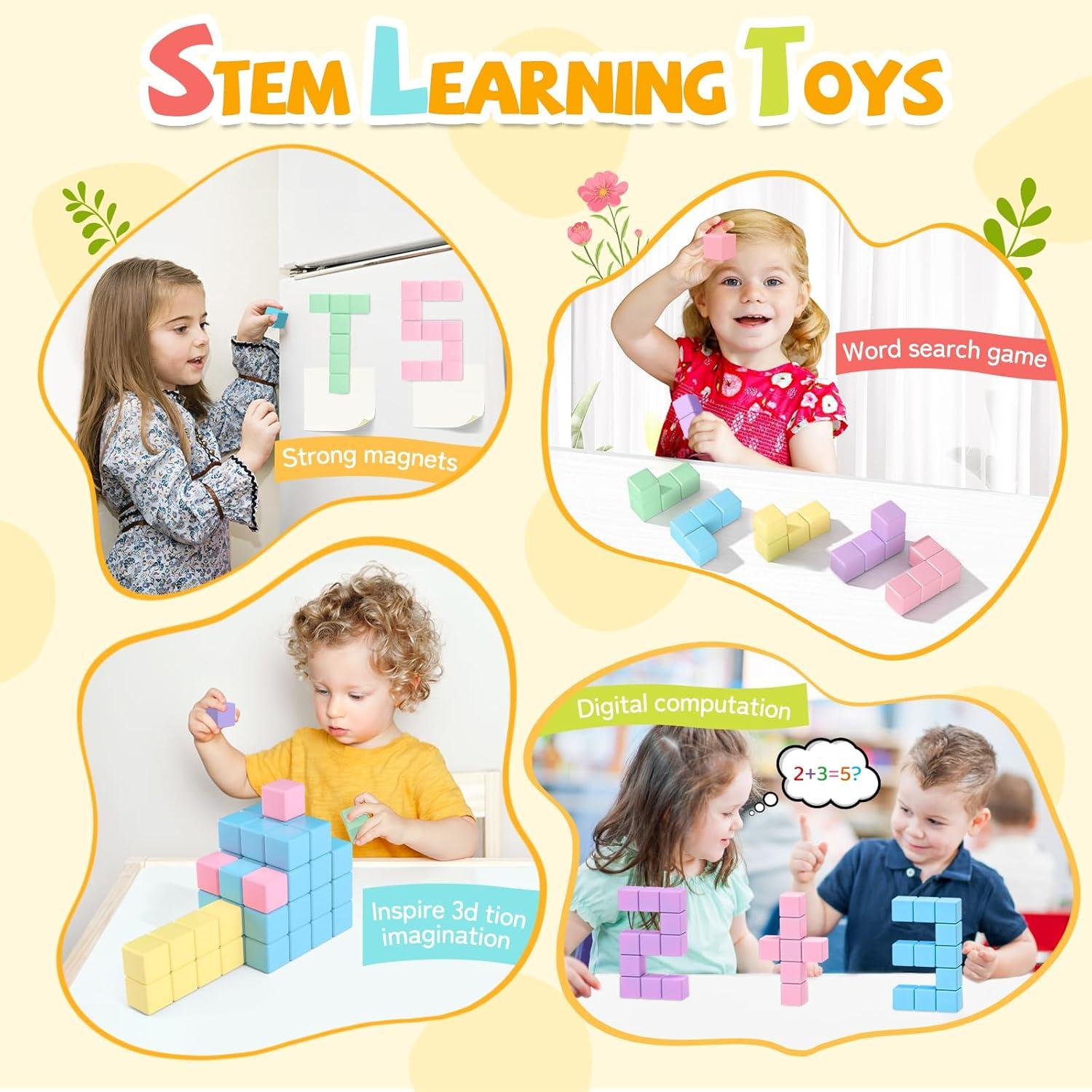 45PCS Bloques Magnéticos Montessori SYSKENI para Niños 2-8 Años