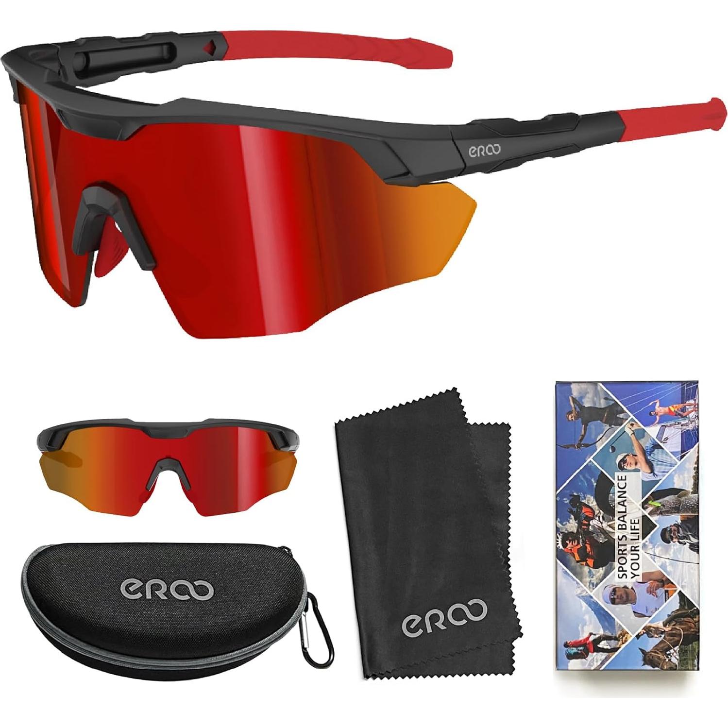 Gafas de sol deportivas ER00 S596 Negro/Rojo para hombres