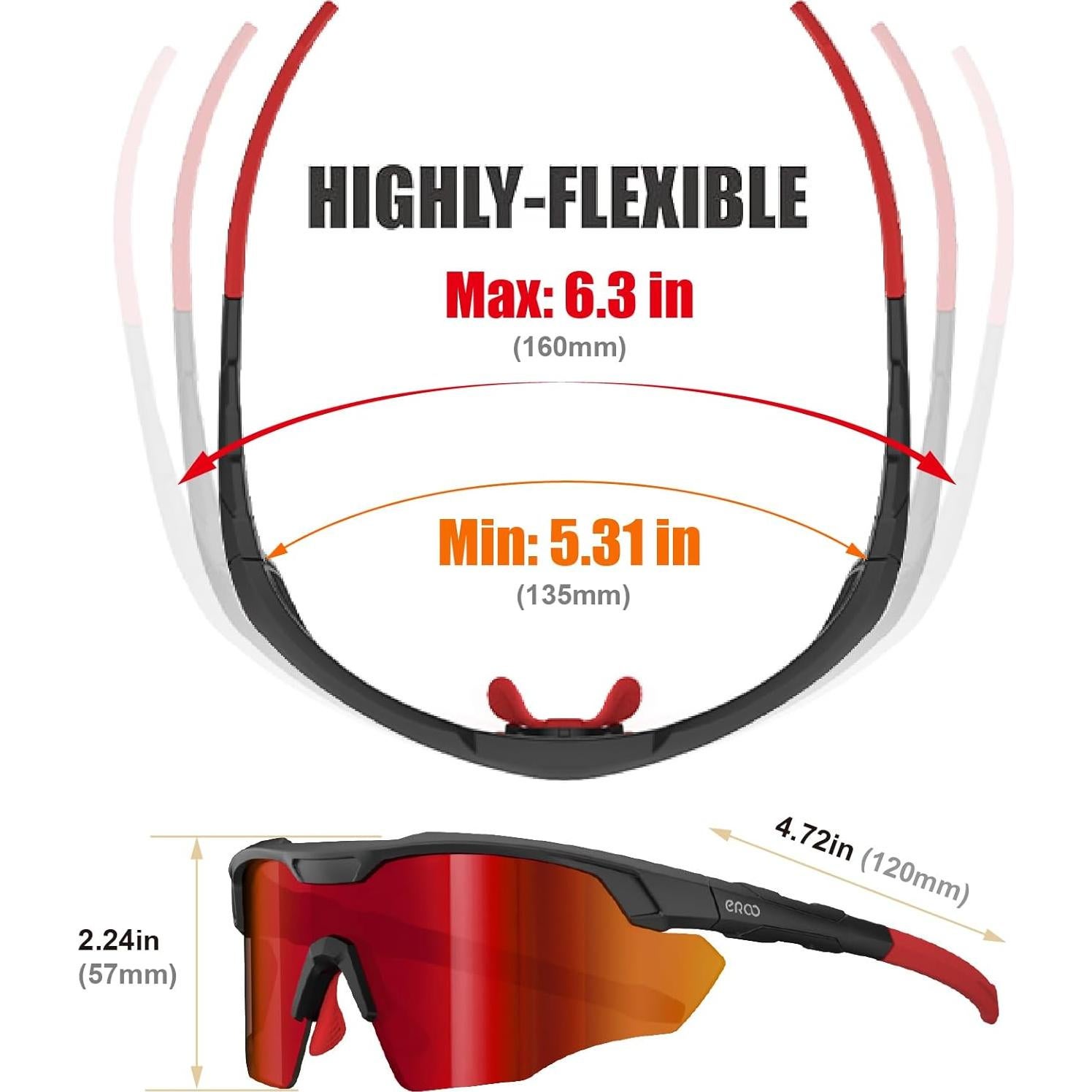 Gafas de sol deportivas ER00 S596 Negro/Rojo para hombres