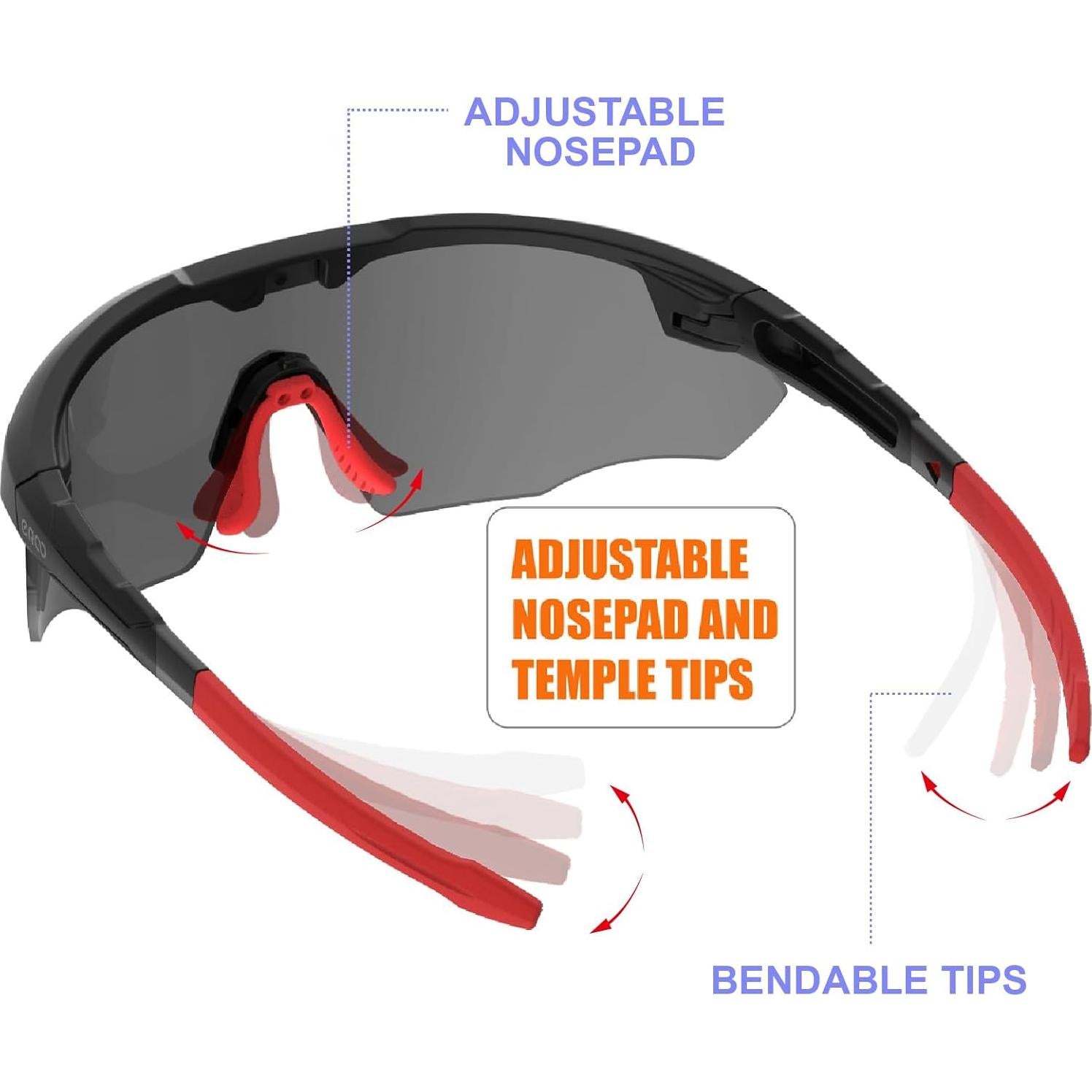 Gafas de sol deportivas ER00 S596 Negro/Rojo para hombres