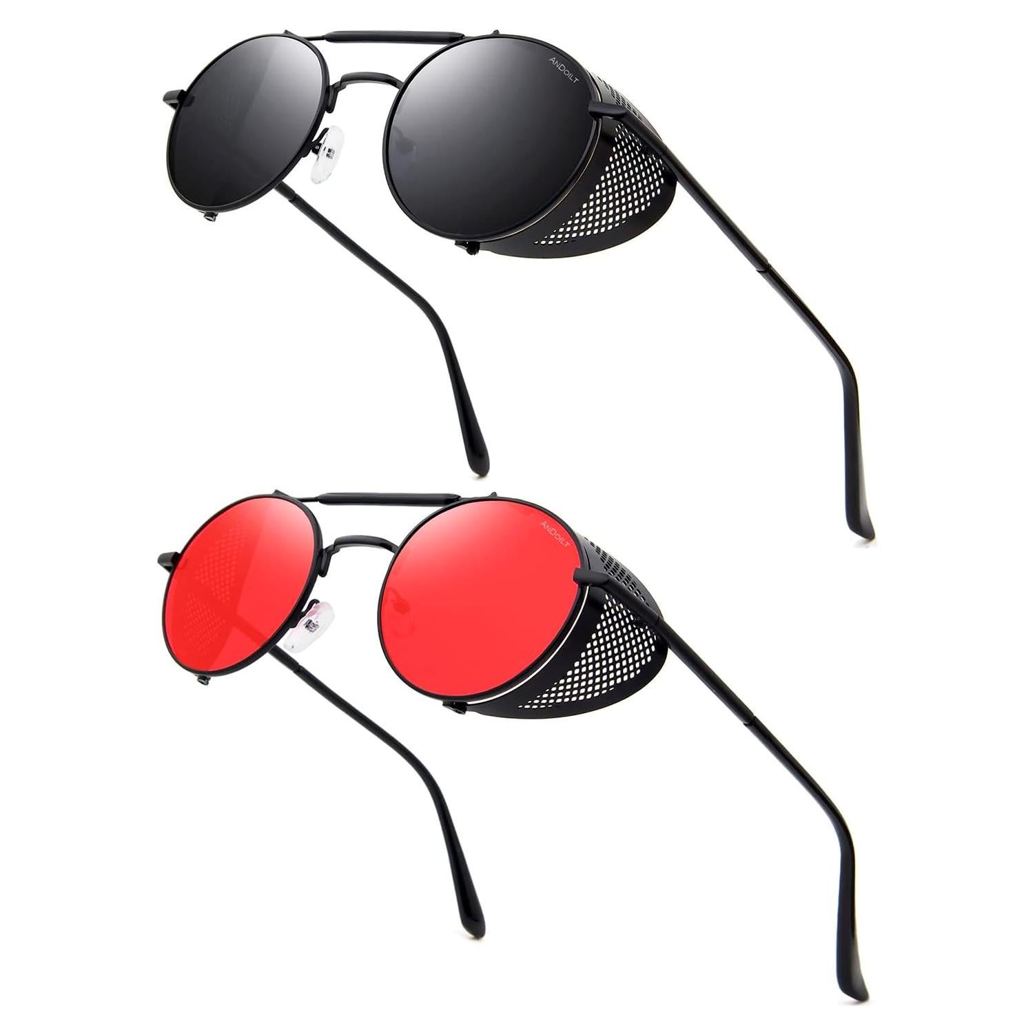 Gafas de sol Steampunk ANDOILT UV400 unisex retro 2 piezas