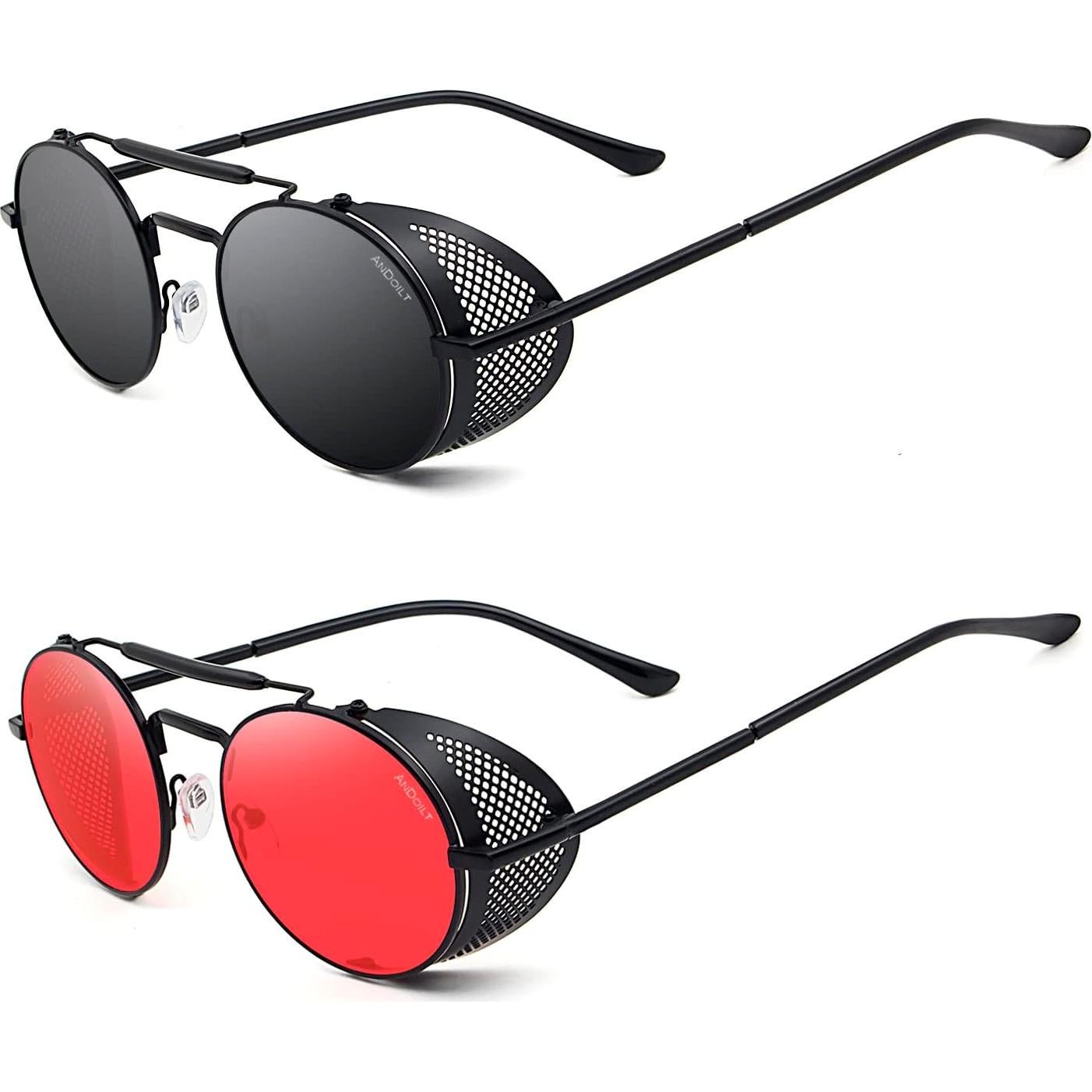 Gafas de sol Steampunk ANDOILT UV400 unisex retro 2 piezas