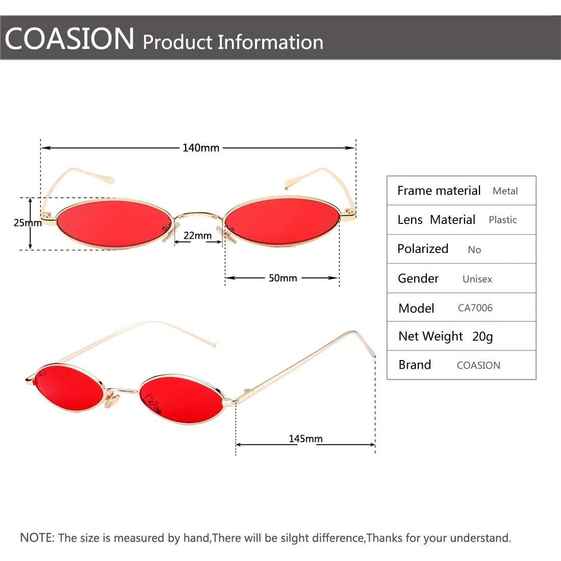 Gafas de sol ovaladas retro COASION UV400 para hombres y mujeres