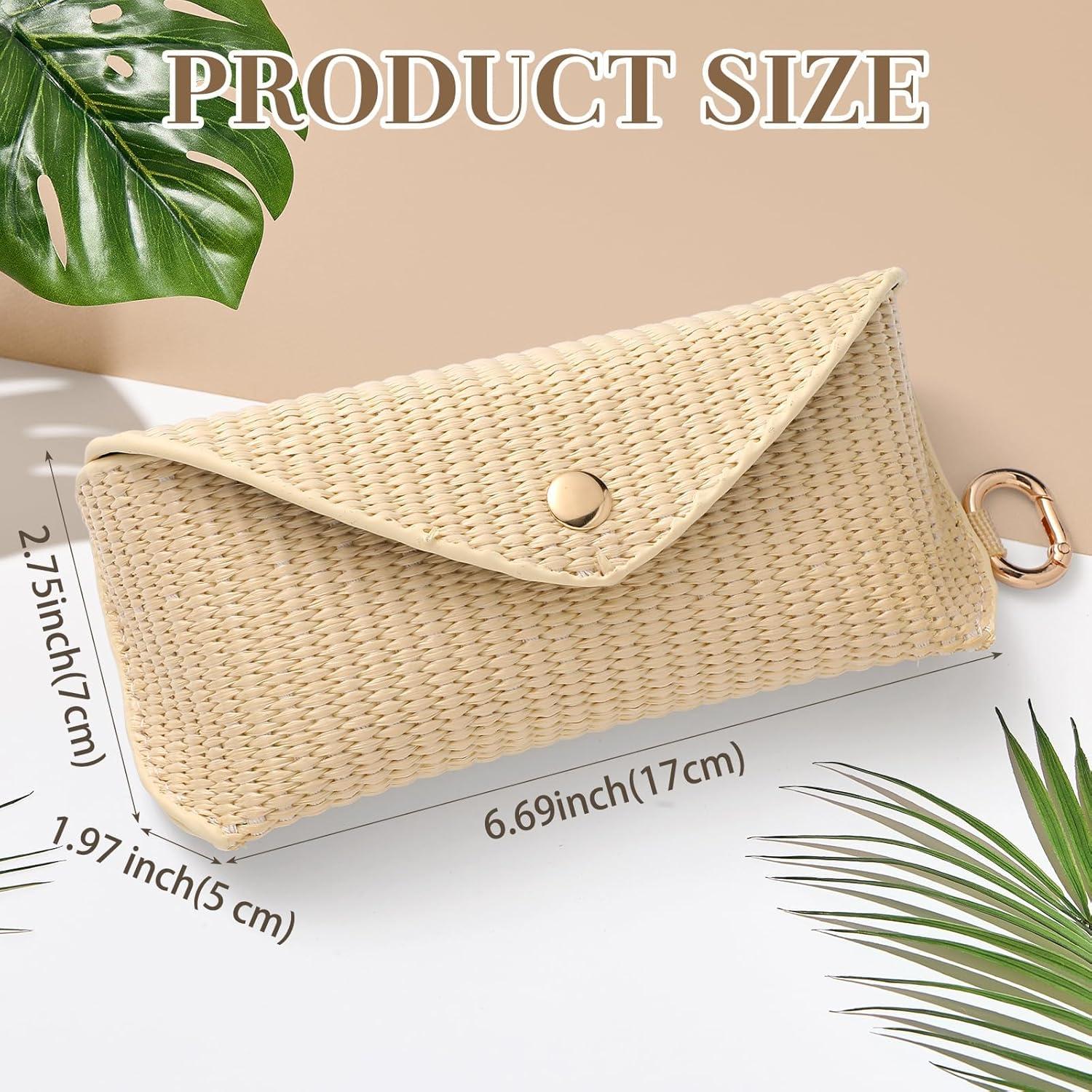 Funda de Gafas de Ratán Tejido Leinuosen Beige para Mujeres