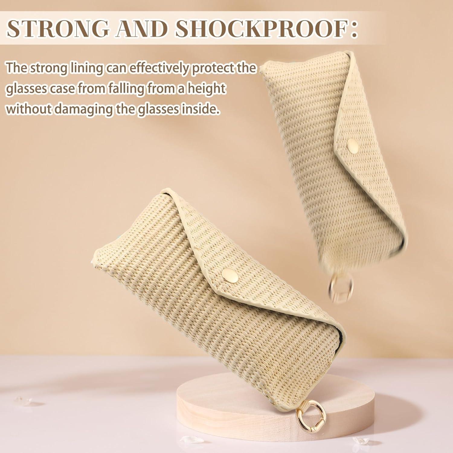 Funda de Gafas de Ratán Tejido Leinuosen Beige para Mujeres