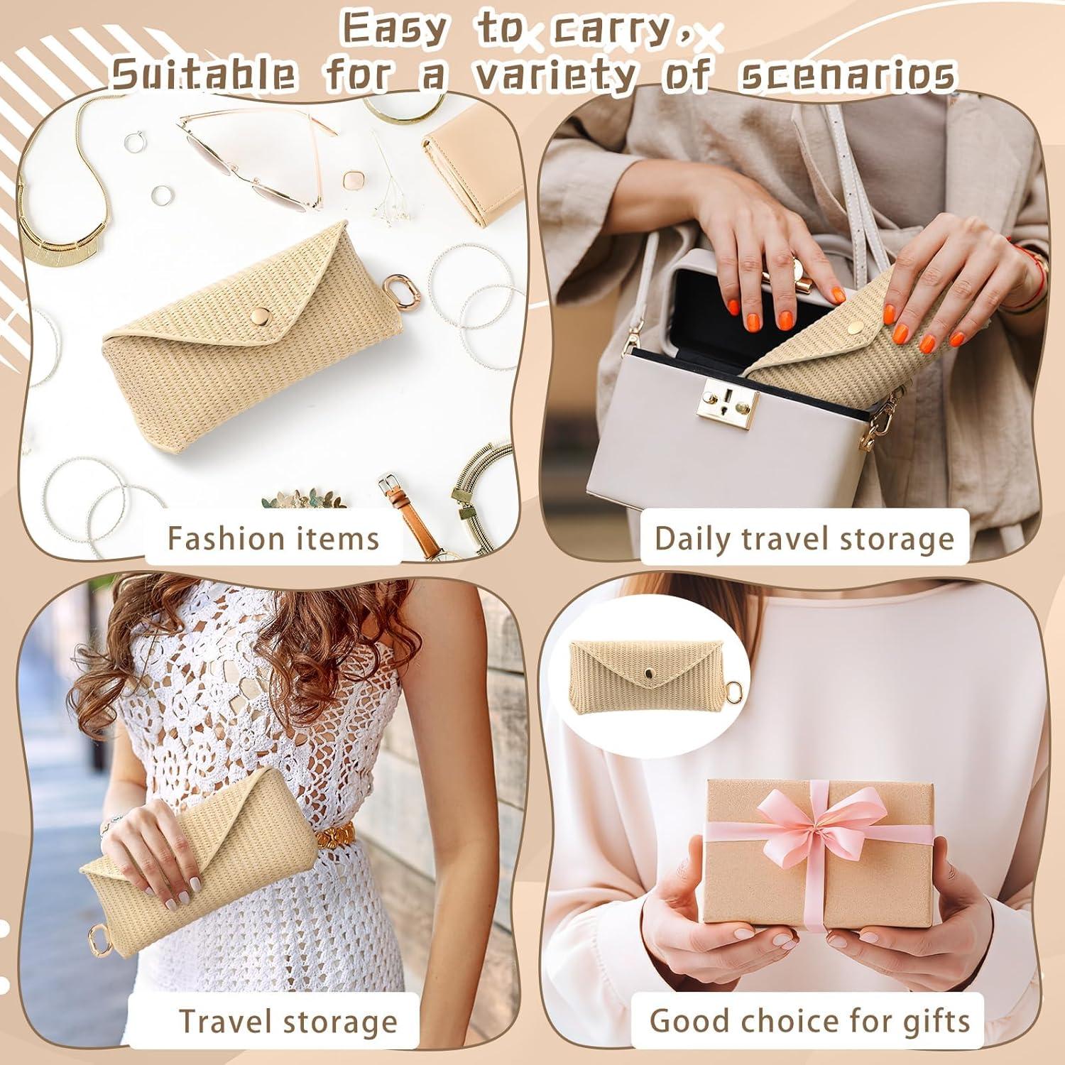 Funda de Gafas de Ratán Tejido Leinuosen Beige para Mujeres