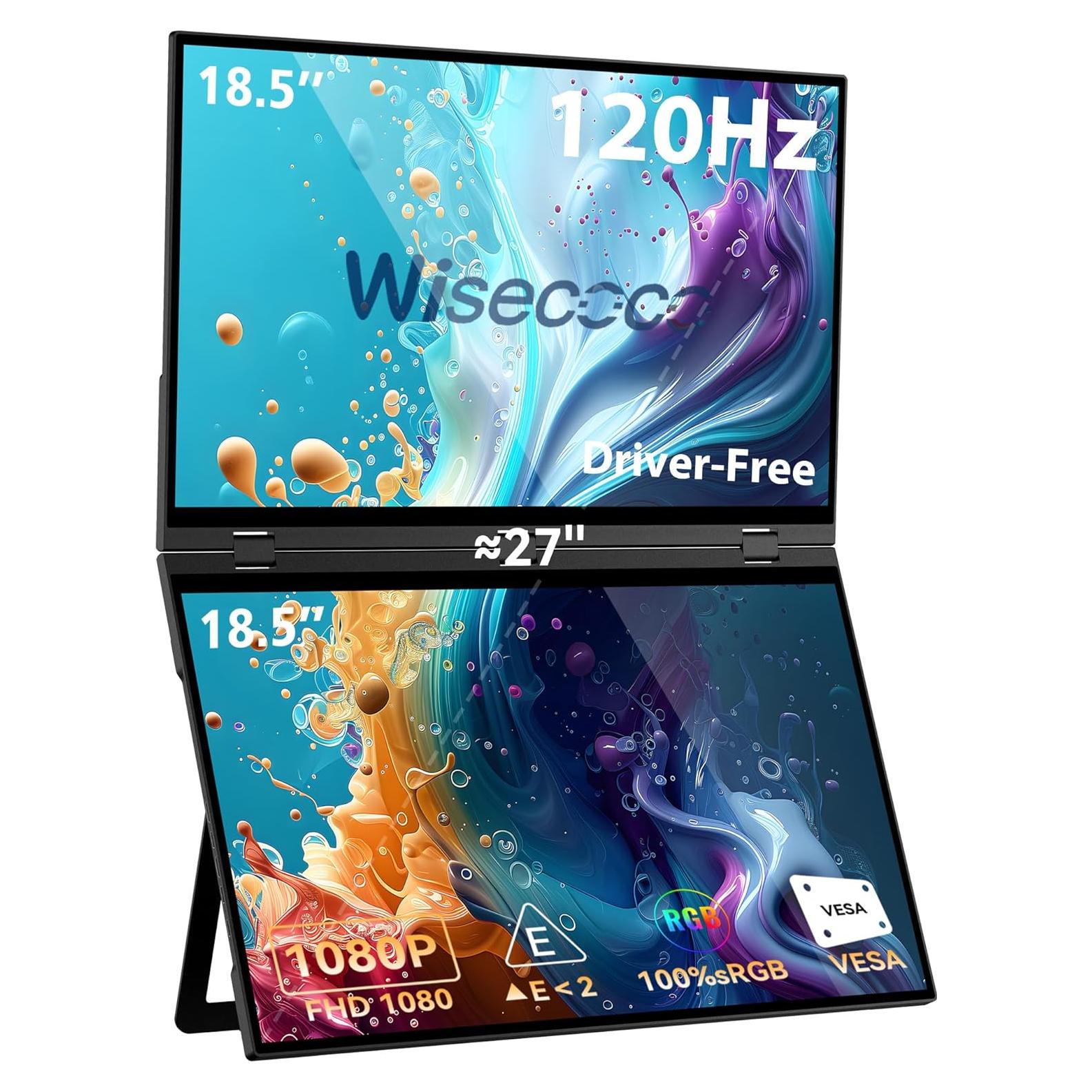 Monitor Portátil Wisecoco 18.5'' FHD 1080P USB-C HDMI