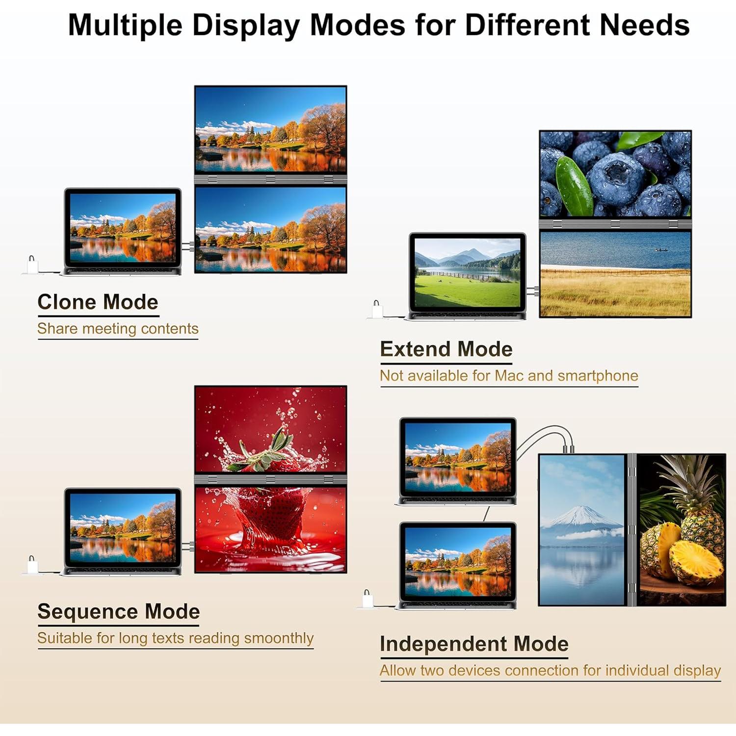 Monitor Portátil Wisecoco 18.5'' FHD 1080P USB-C HDMI